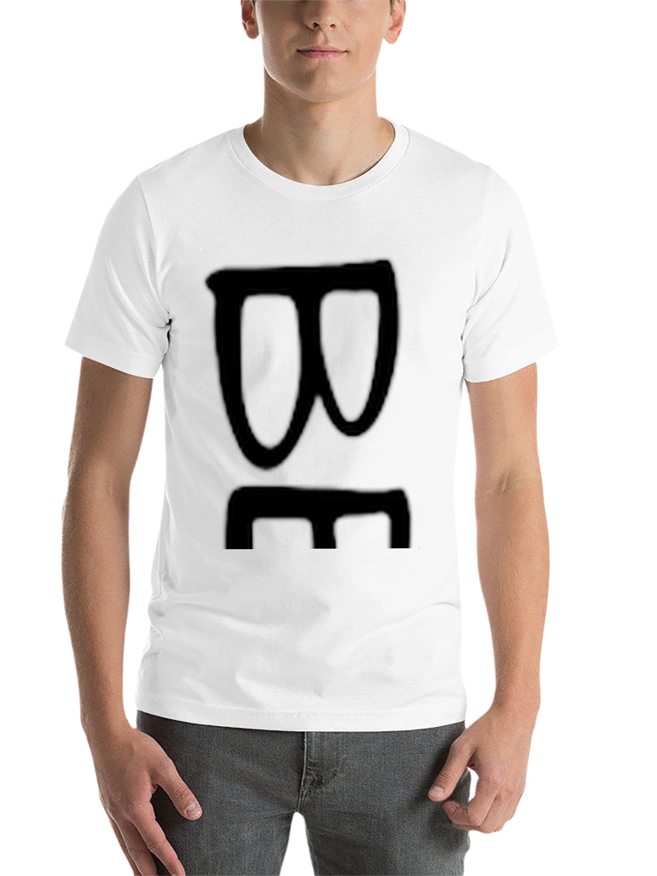 Black Black Graphic Tee with Abstract Face Design view 14