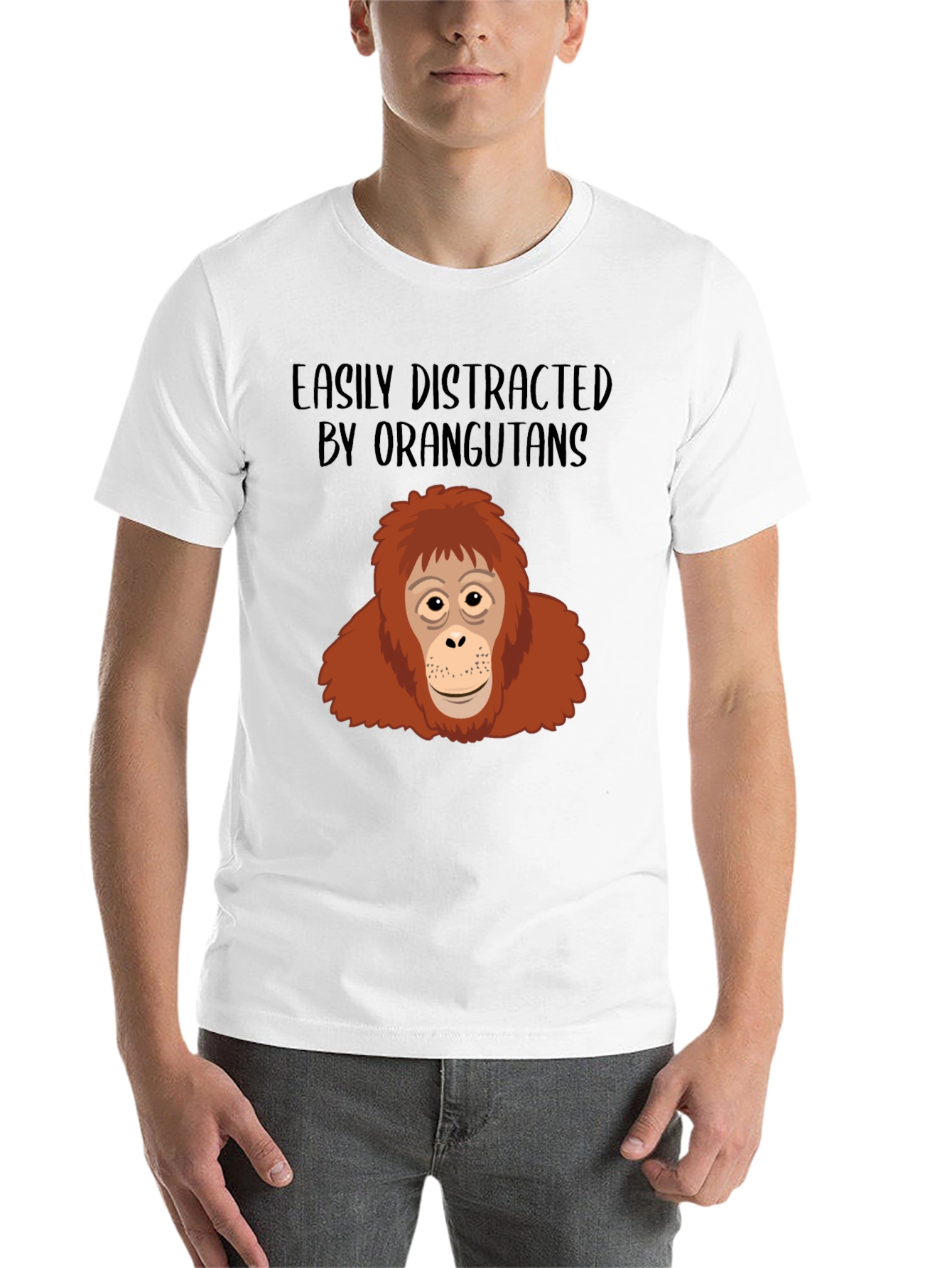 Black Easily Distracted by Orangutans T-Shirt view 14