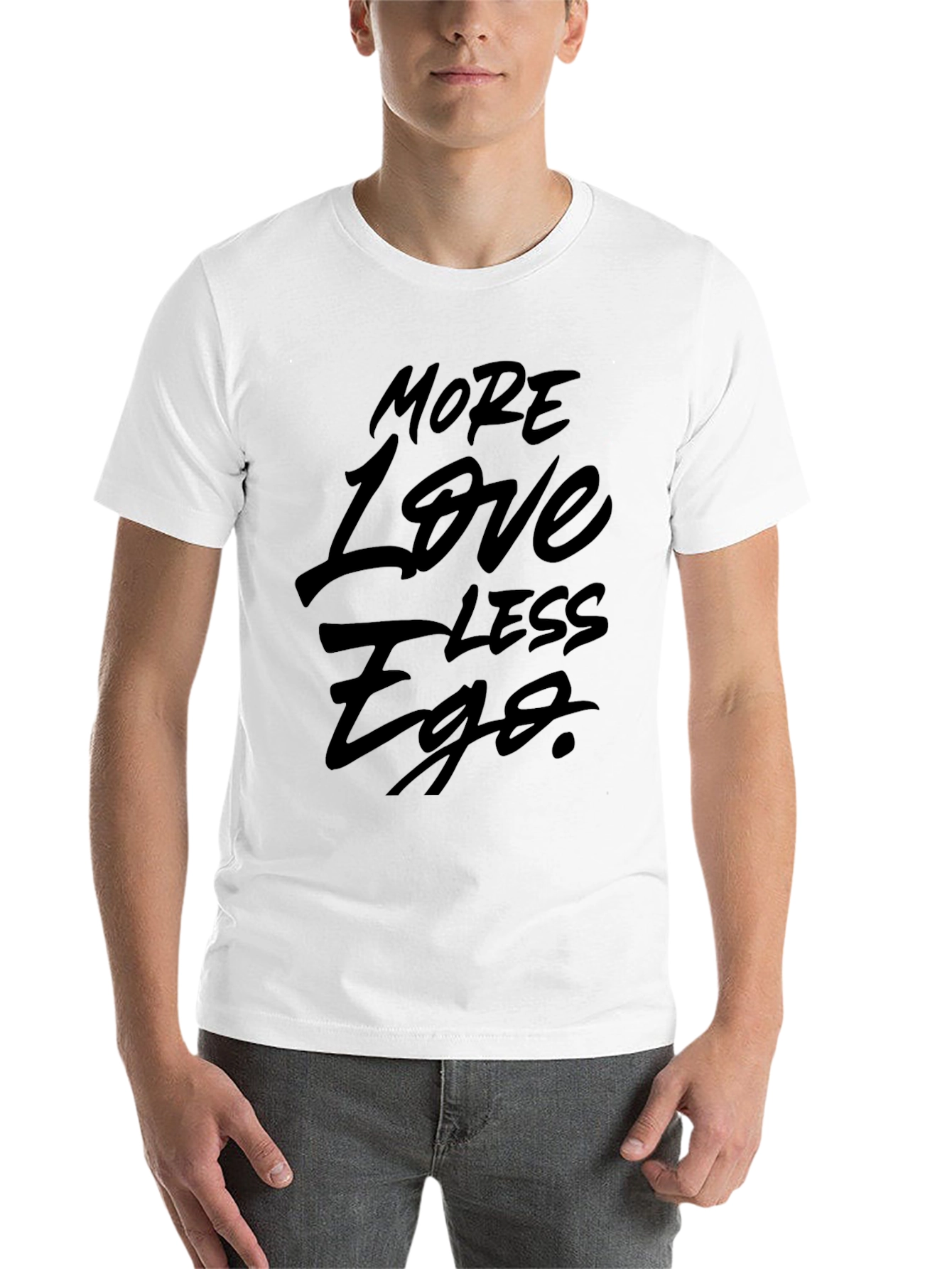 Black More Love Less Ego Black T-Shirt view 14