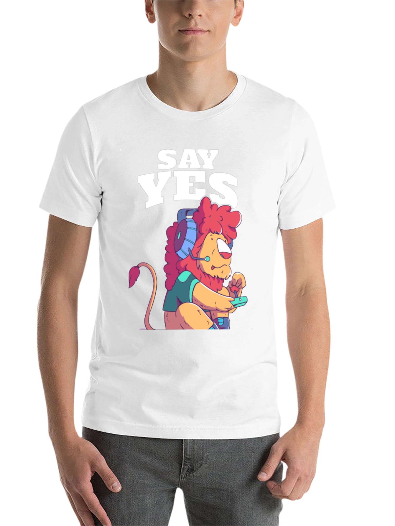 Black Say Yes Lion Gamer Graphic Tee - Black view 14