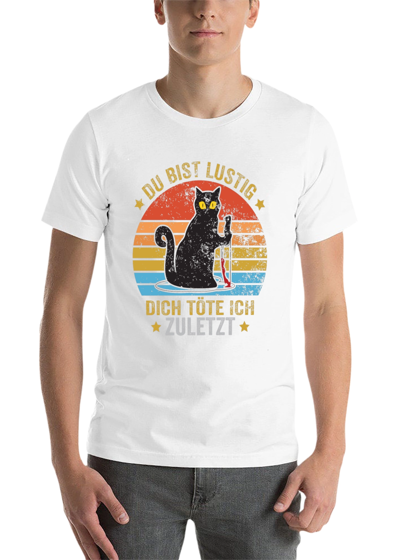 Black Du Bist Lustig Black Cat Graphic Tee view 14
