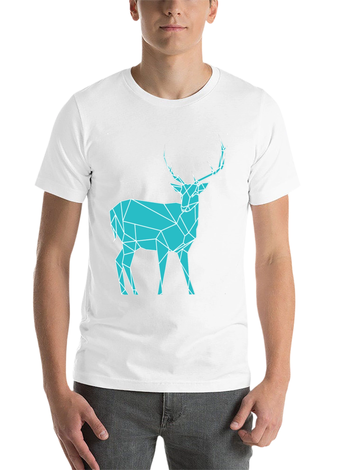 Black Geometric Deer T-Shirt - Modern Graphic Tee view 14