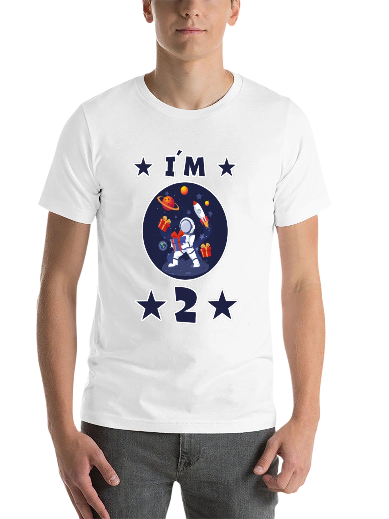 Black I'm 2 Birthday Space Astronaut T-Shirt view 14