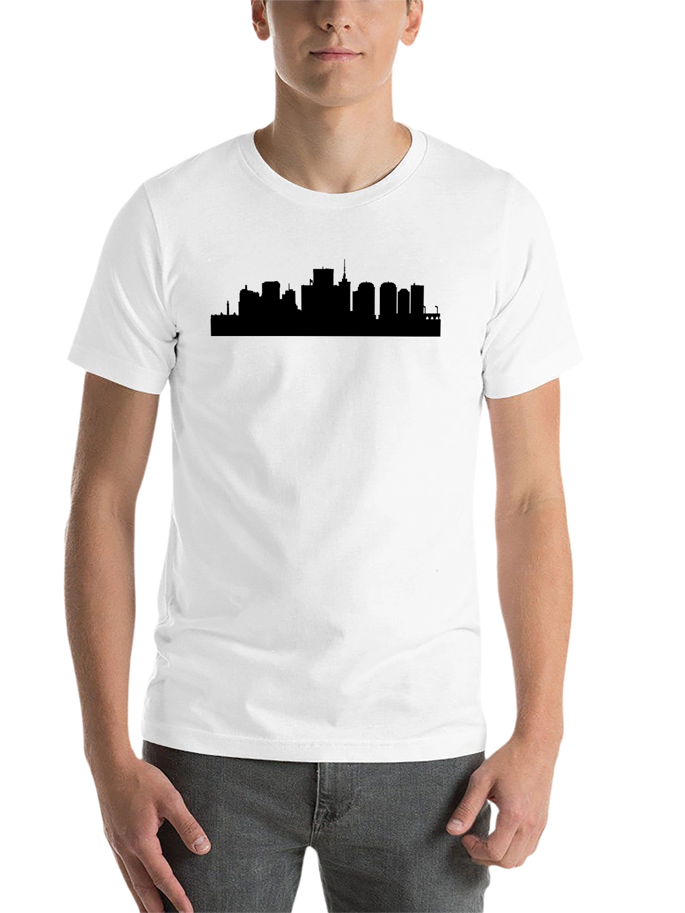 Black Cityscape Silhouette Graphic T-Shirt view 14