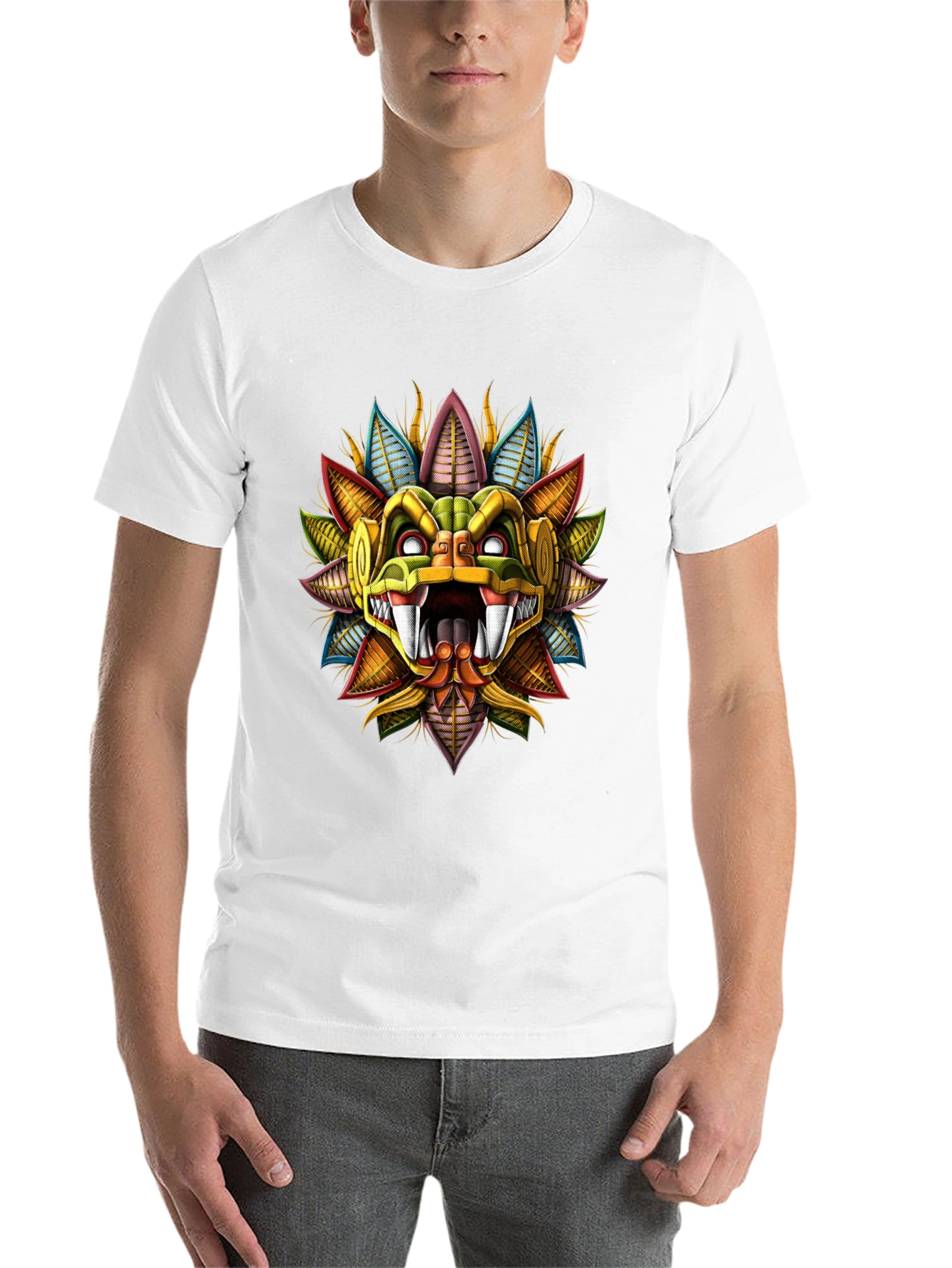 Black Aztec Serpent God T-Shirt - Bold Graphic Tee view 14