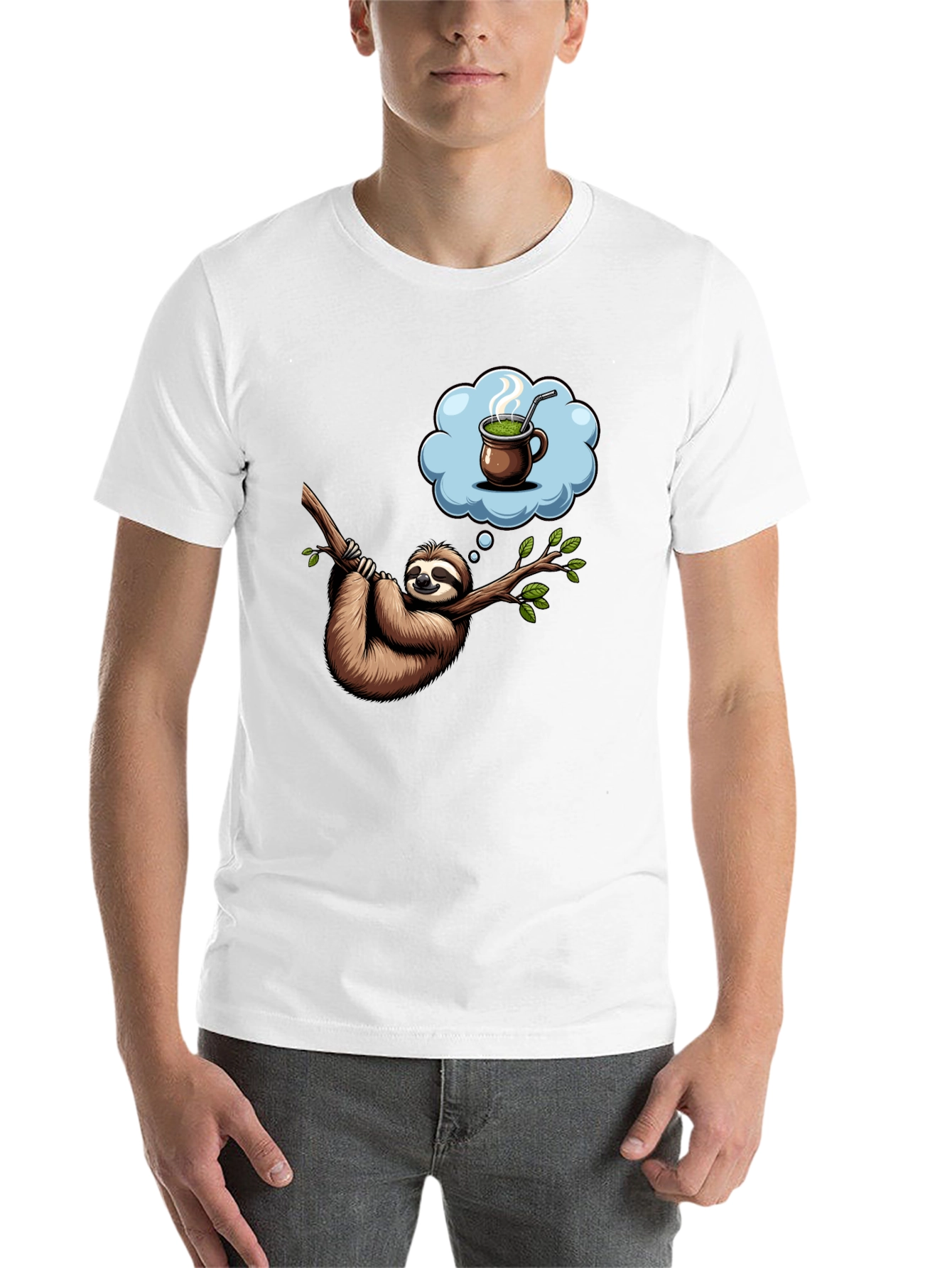 Black Sloth Tea Time T-Shirt - Relaxed Fit, Unique Design view 14