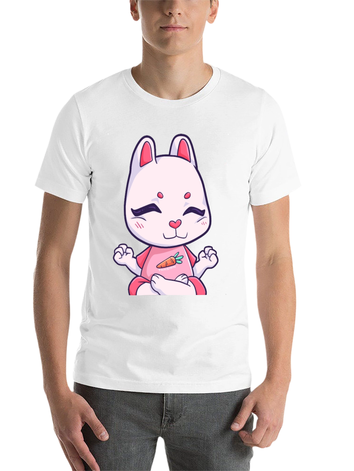 Black Meditating Bunny T-Shirt - Black Cotton Tee view 14