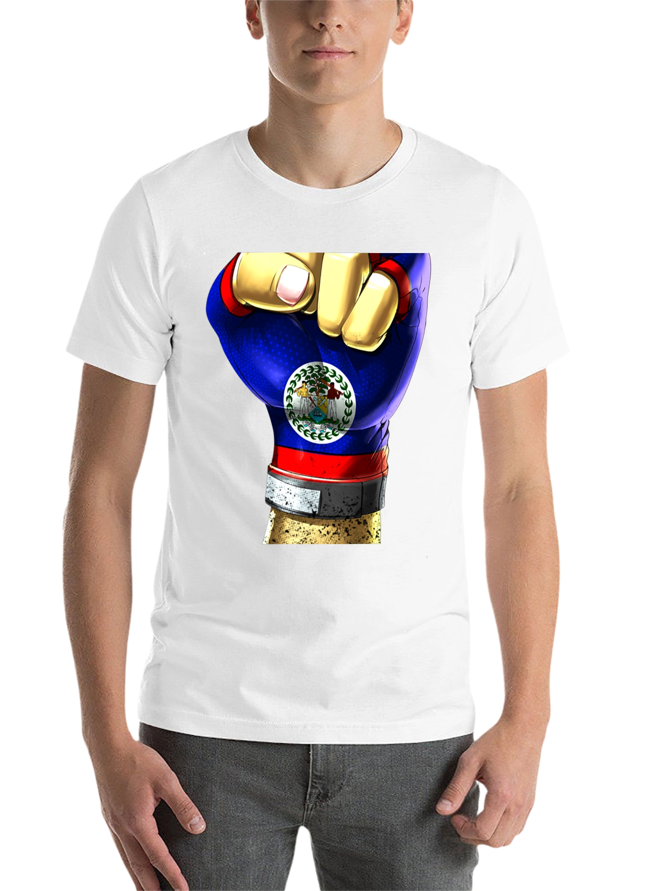 Black Belize Flag Fist T-Shirt view 14