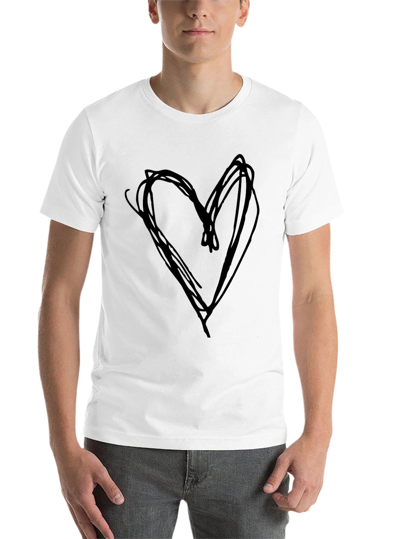 Black Heart Scribble Tee - Black Cotton Casual Shirt view 14