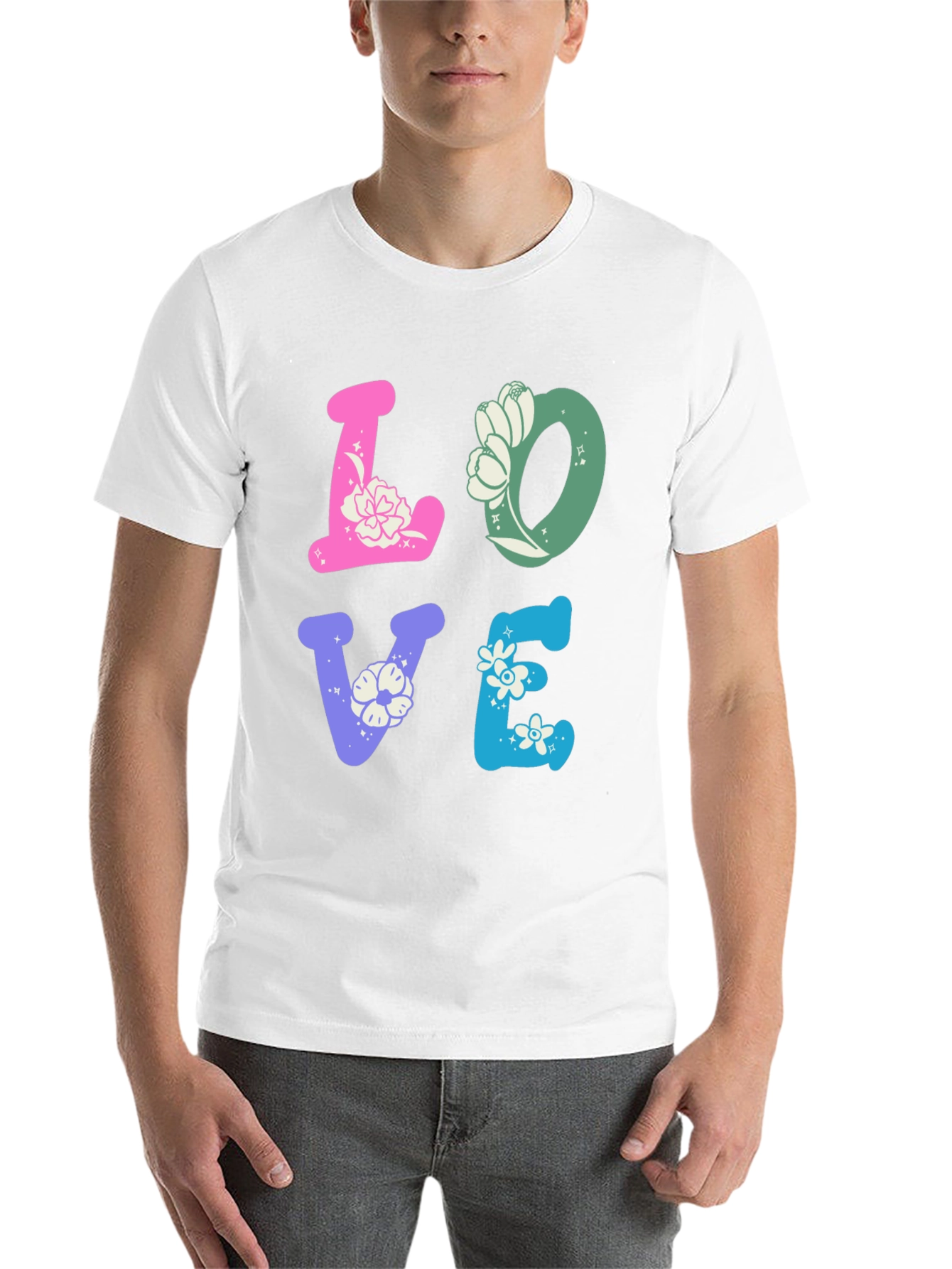 Black Floral LOVE Graphic Tee - Trendy Casual Shirt view 14