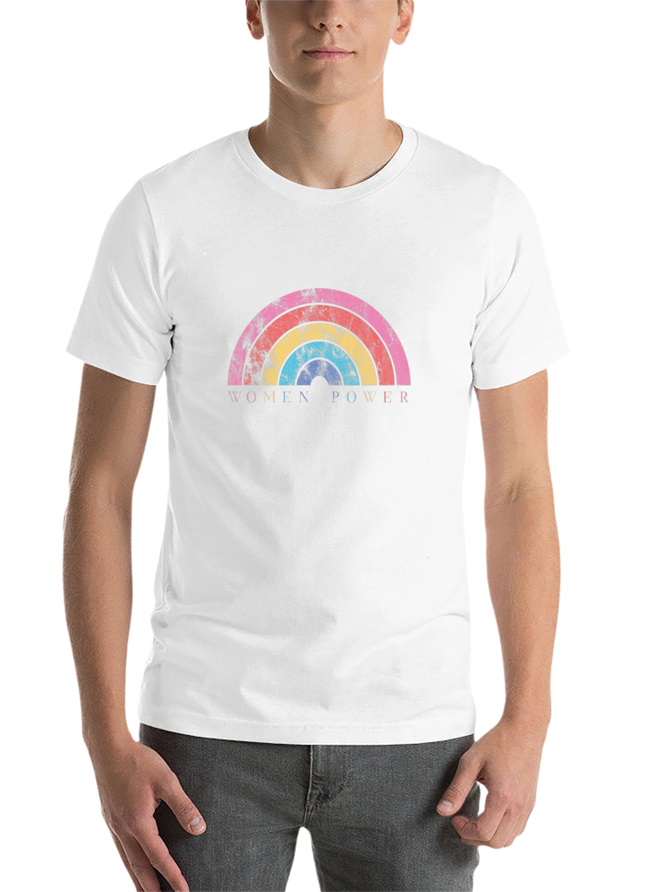 Black Women Power Rainbow Graphic Tee - Black Unisex T-Shirt view 14