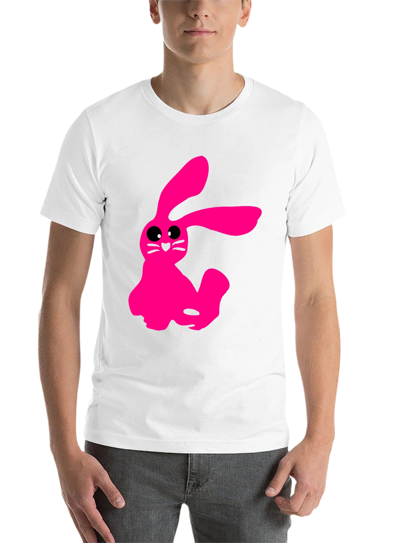 Black Pink Bunny Graphic Tee - Soft Cotton Black T-Shirt view 14