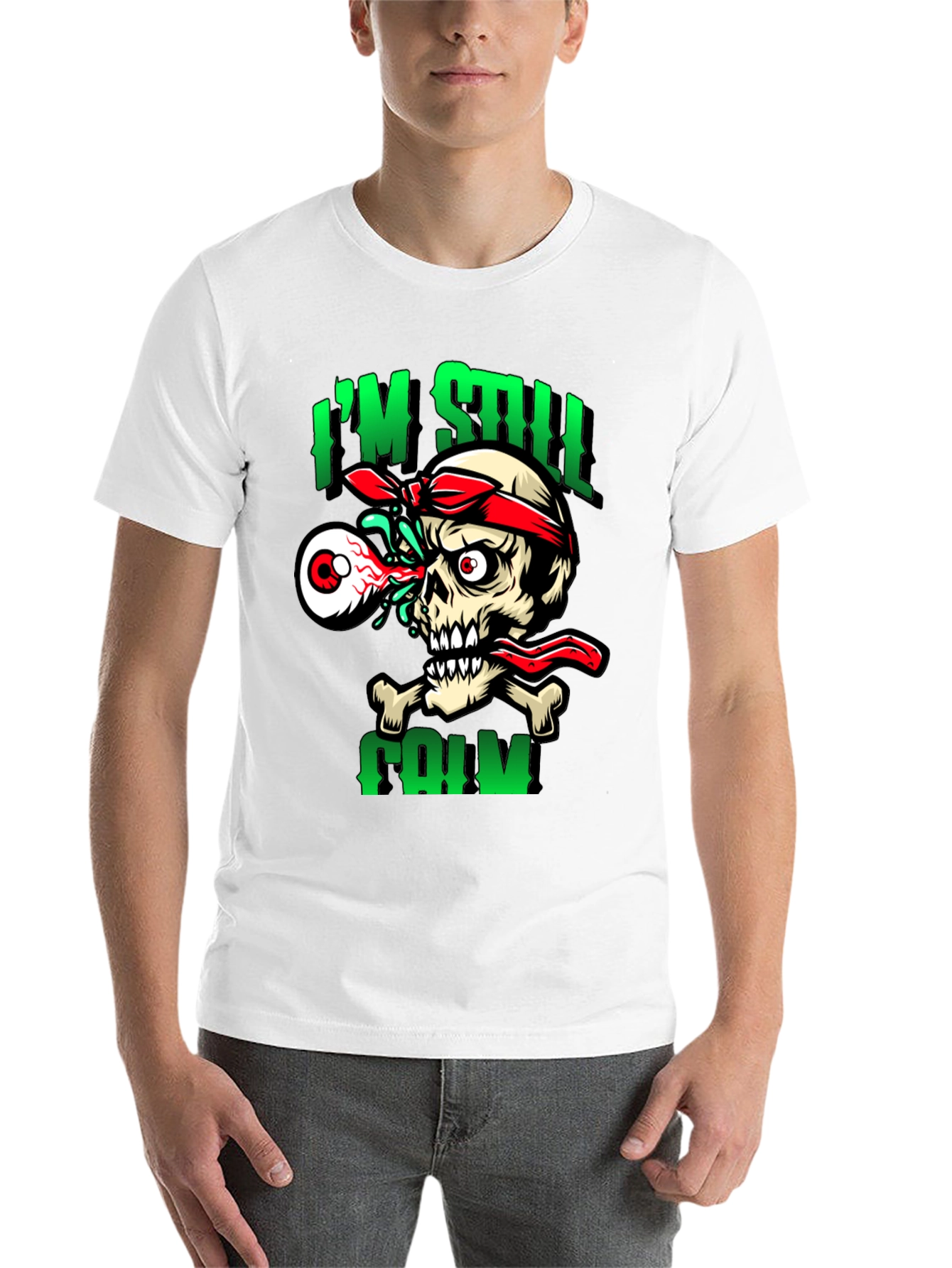 Black I'm Still Calm Skeleton Graphic T-Shirt view 14