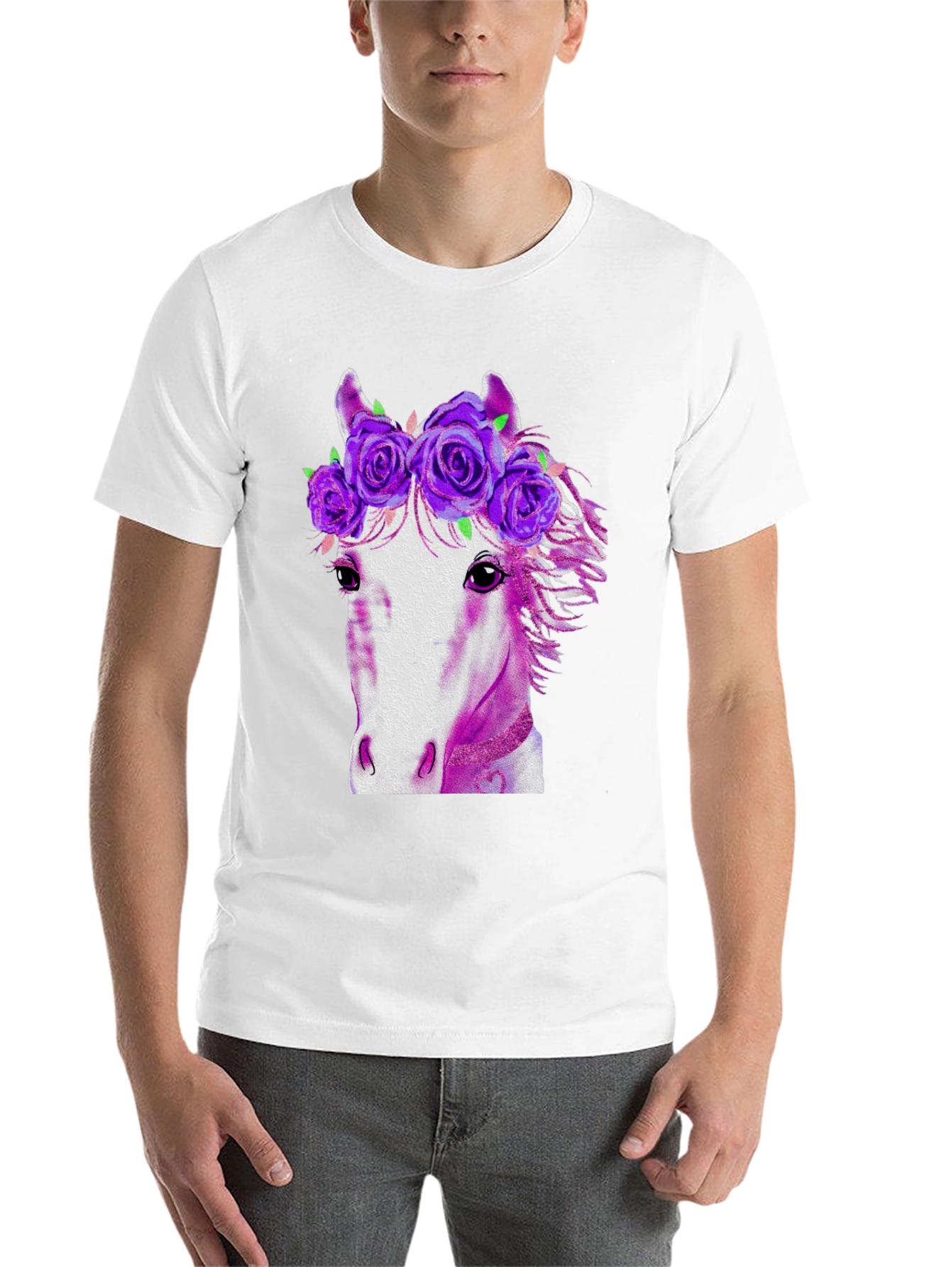 Black Floral Crown Horse Graphic T-Shirt view 14