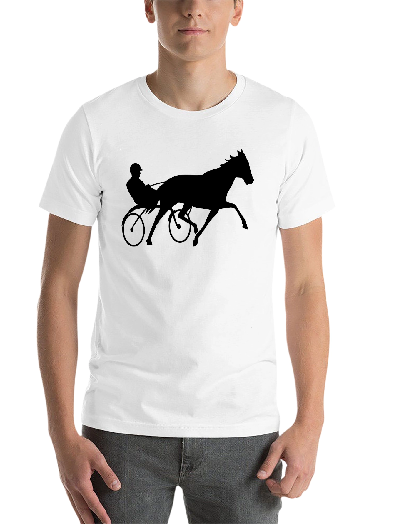 Black Horse Racing Silhouette Black T-Shirt view 14