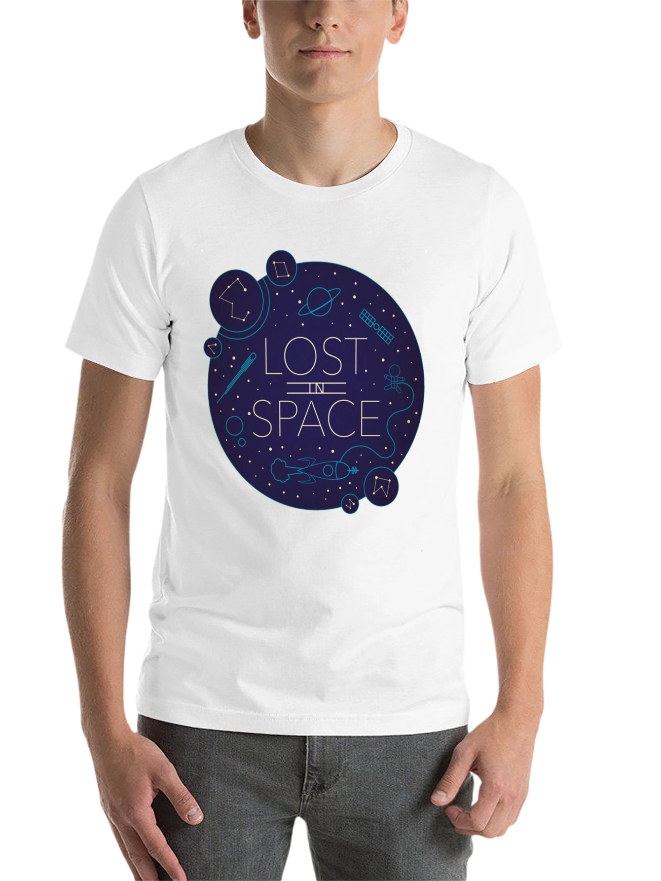 Black Lost in Space Graphic Tee - Black Cotton Blend view 14
