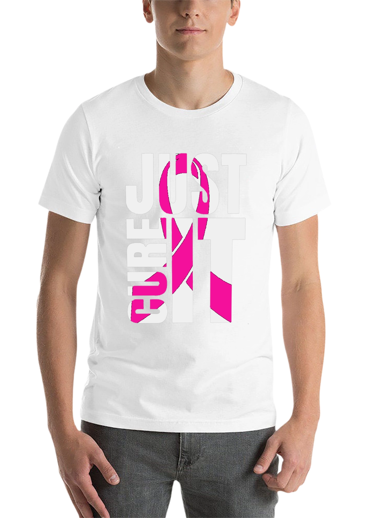 Black Just Cure It T-Shirt - Breast Cancer Awareness Tee view 14