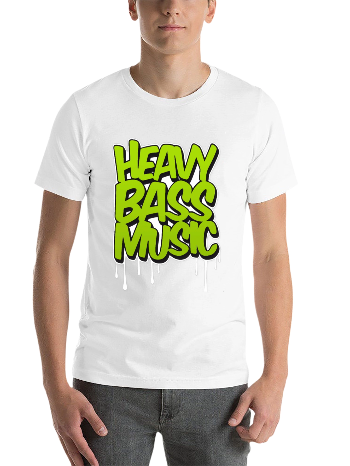 Black Heavy Bass Music T-Shirt - Unique Graphic Design view 14