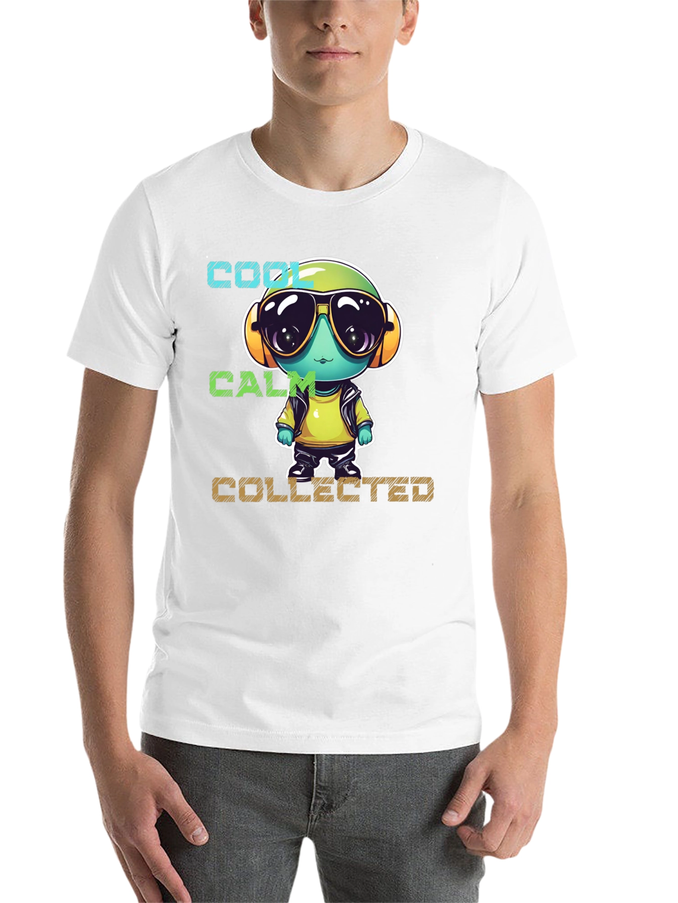 Black Cool, Calm, Collected Cartoon Character T-Shirt view 14