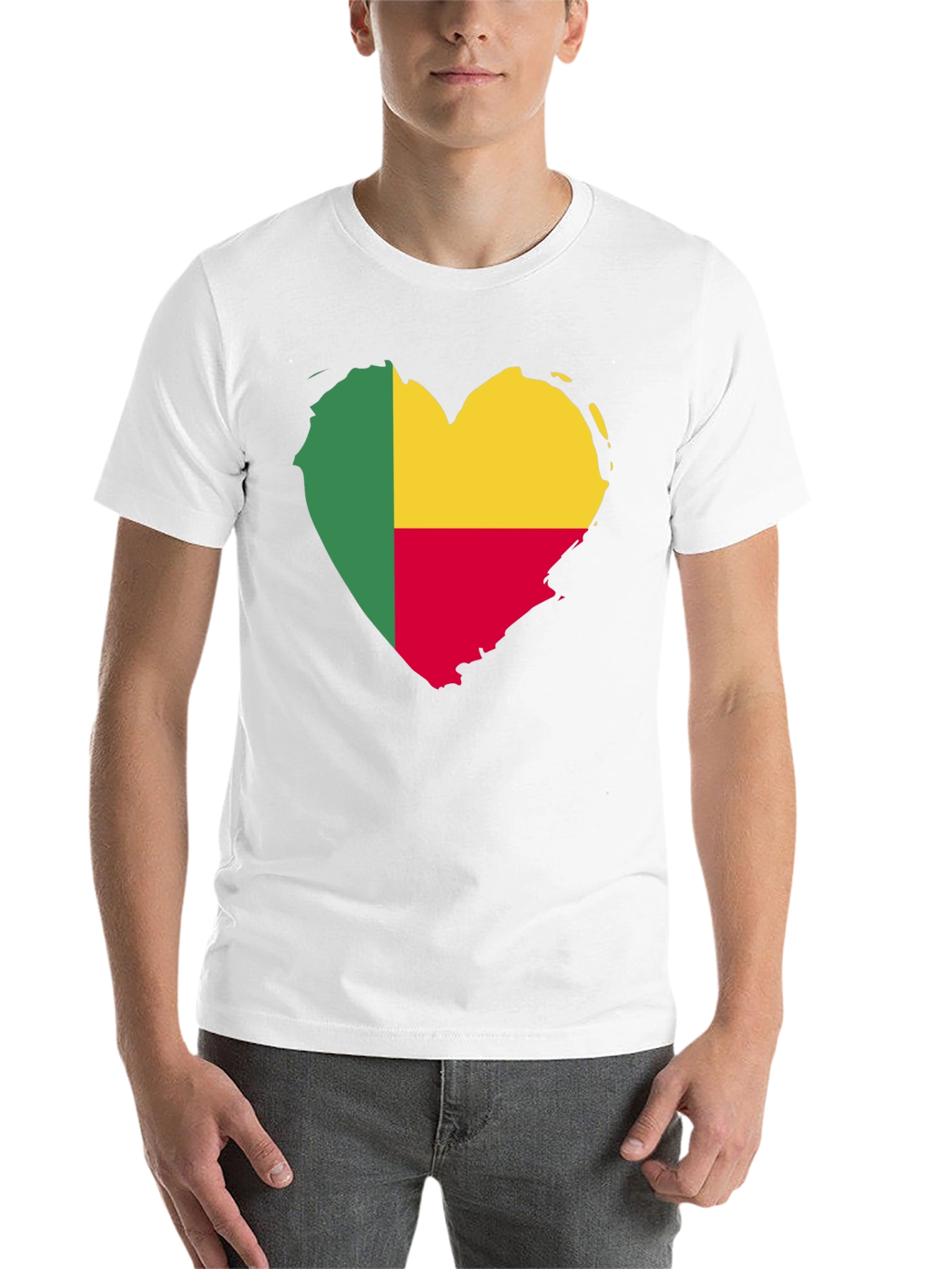 Black Benin Flag Heart T-Shirt view 14