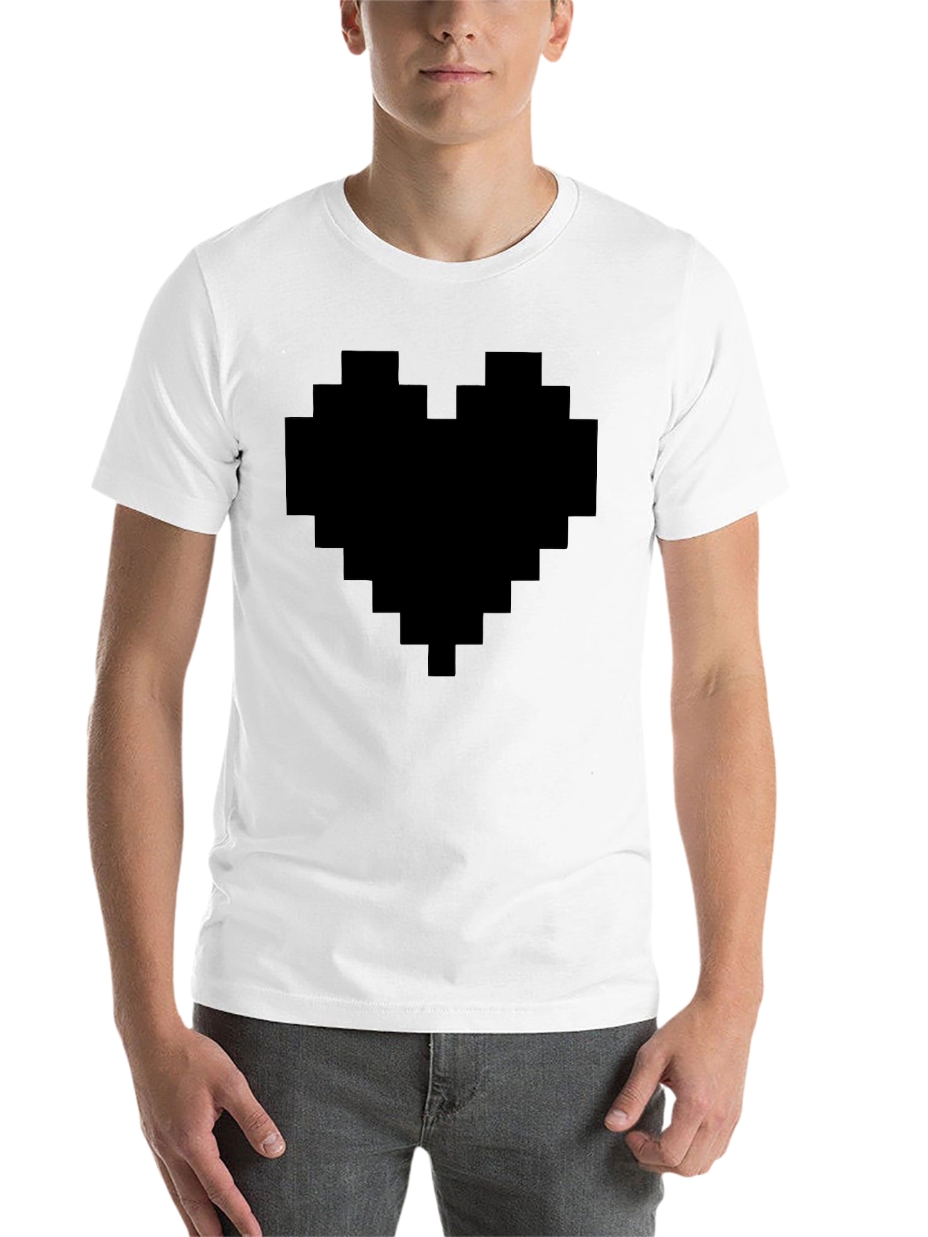 Pixel Heart Graphic Tee - Black Casual Shirt - 14
