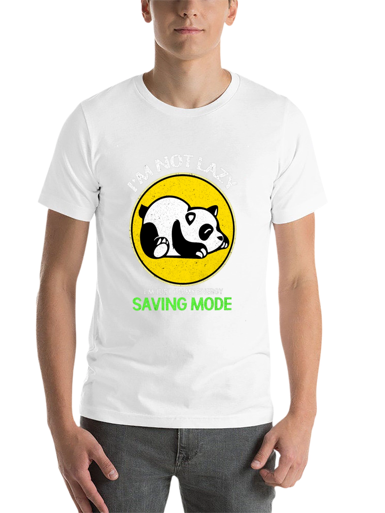 Black Lazy Panda Energy Saving Mode Black T-Shirt view 14