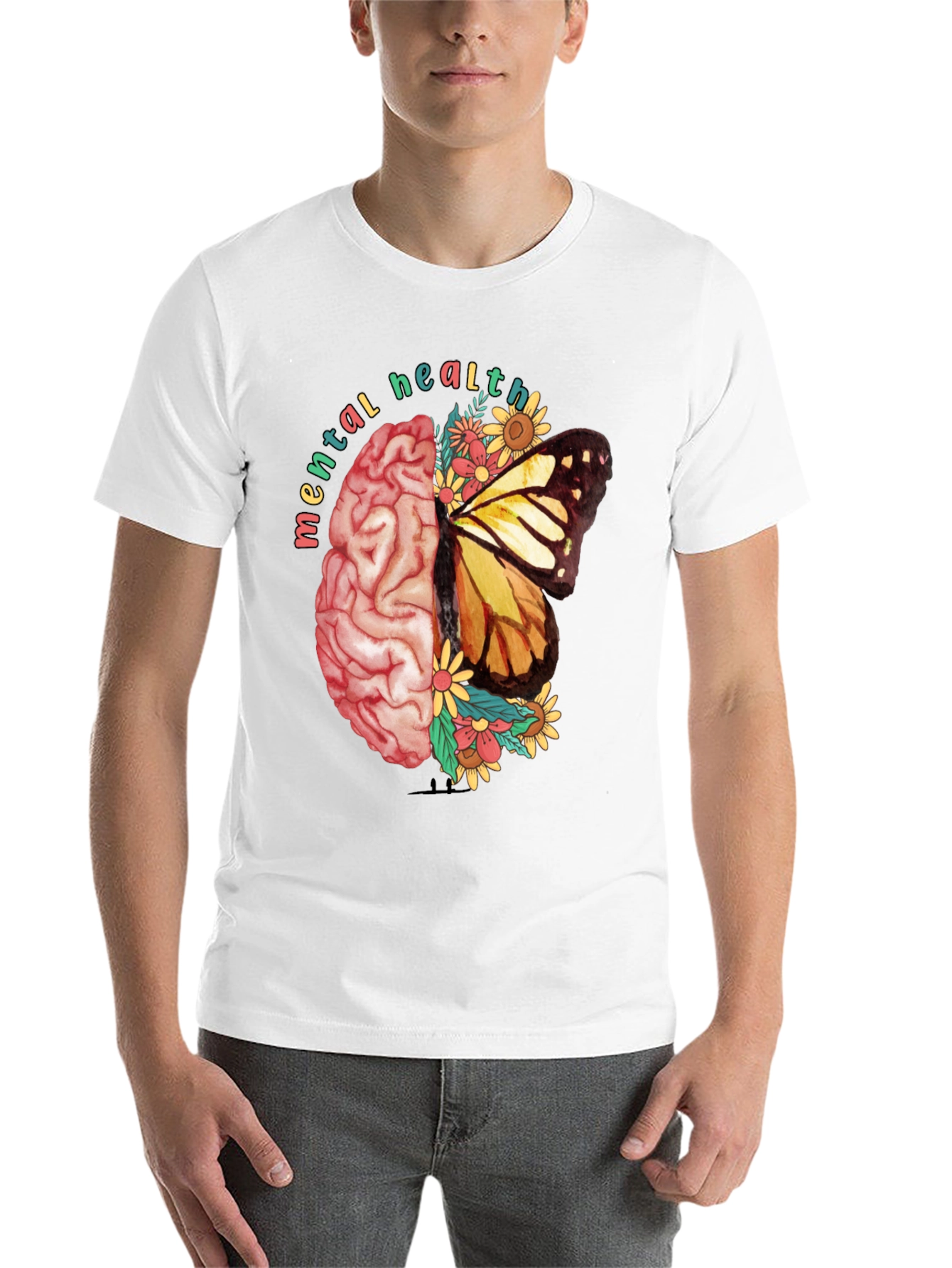 Black Mental Health Butterfly Brain Graphic Tee view 14