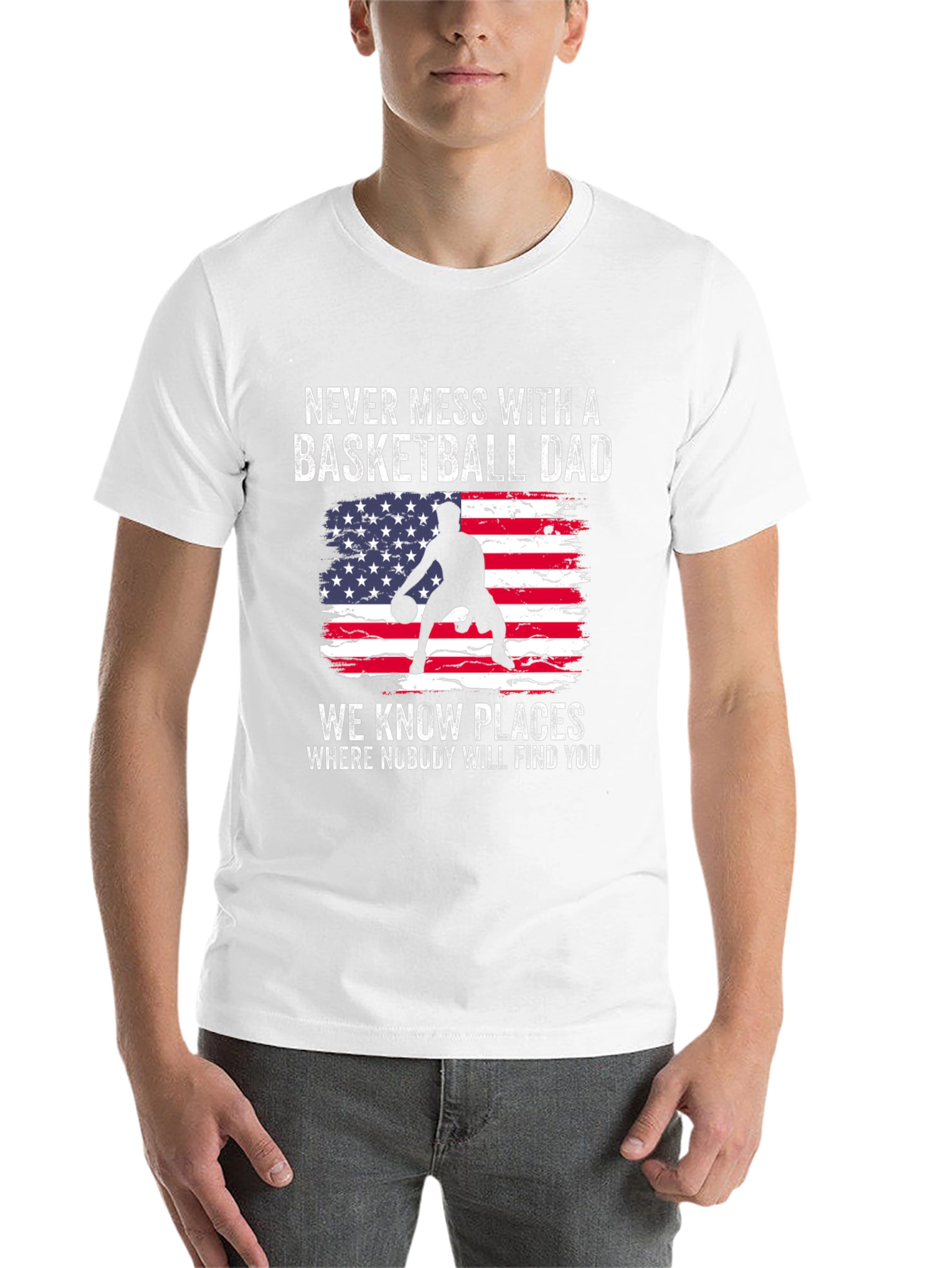 Black Basketball Dad T-Shirt - Patriotic USA Design view 14