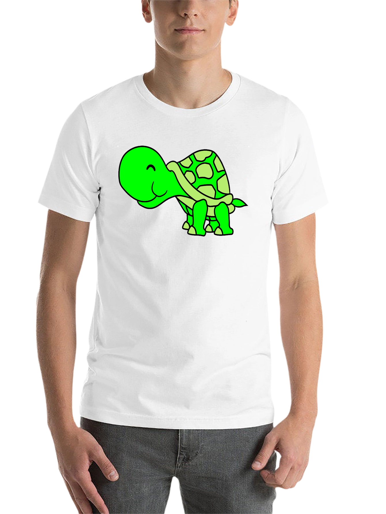 Black Cute Green Turtle Graphic Tee view 14