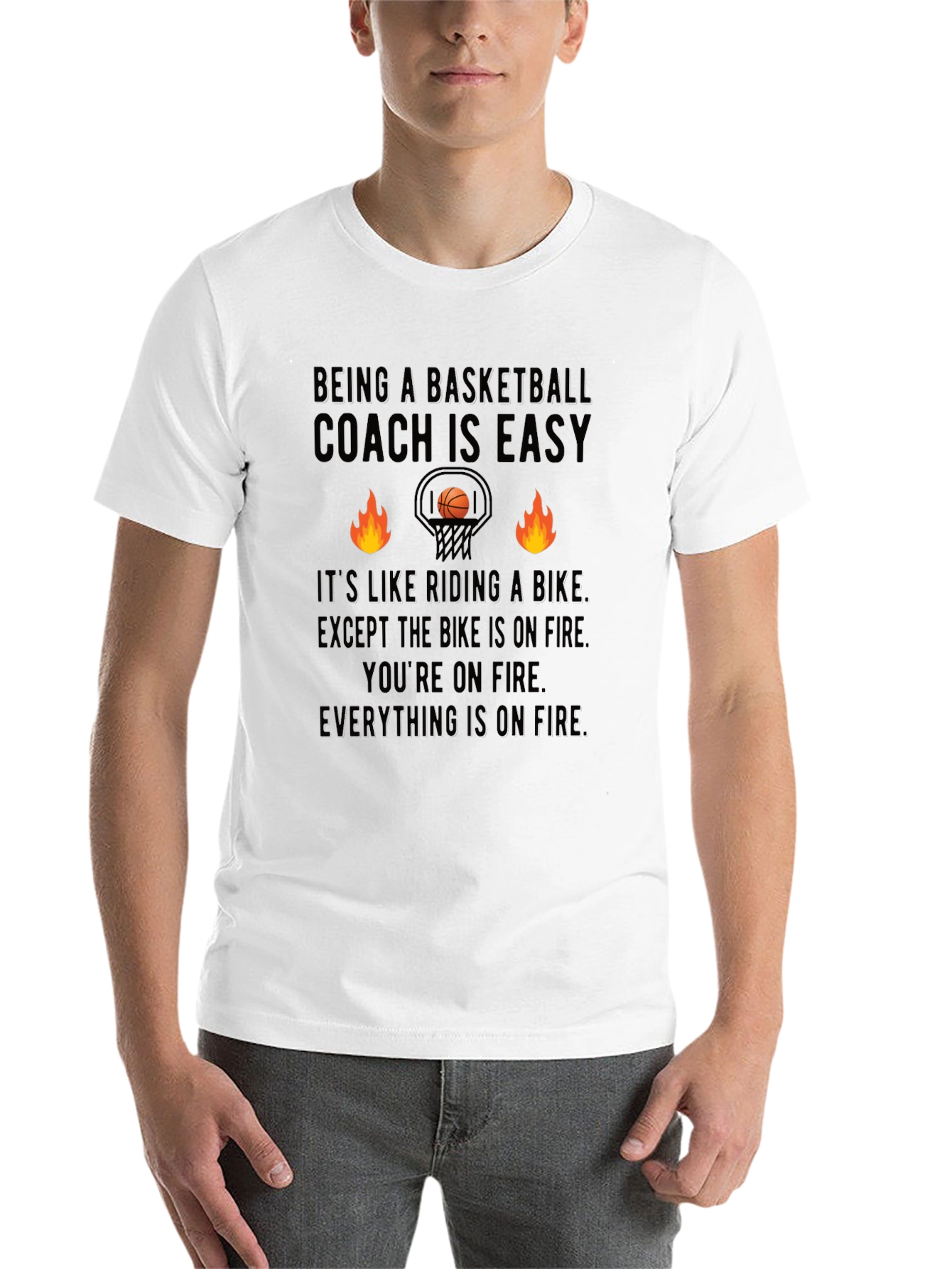 Black Basketball Coach On Fire T-Shirt view 14