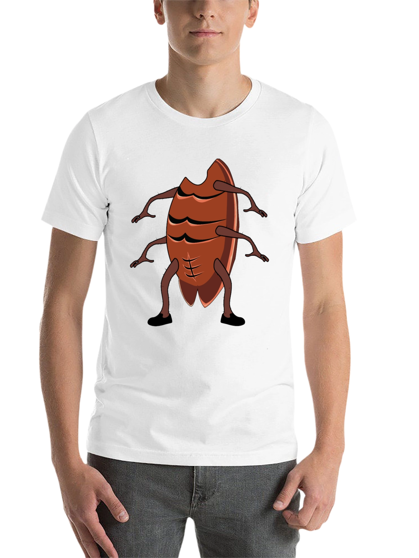 Black Cockroach Bodybuilder Graphic Tee - Funny Insect Gym Shirt view 14