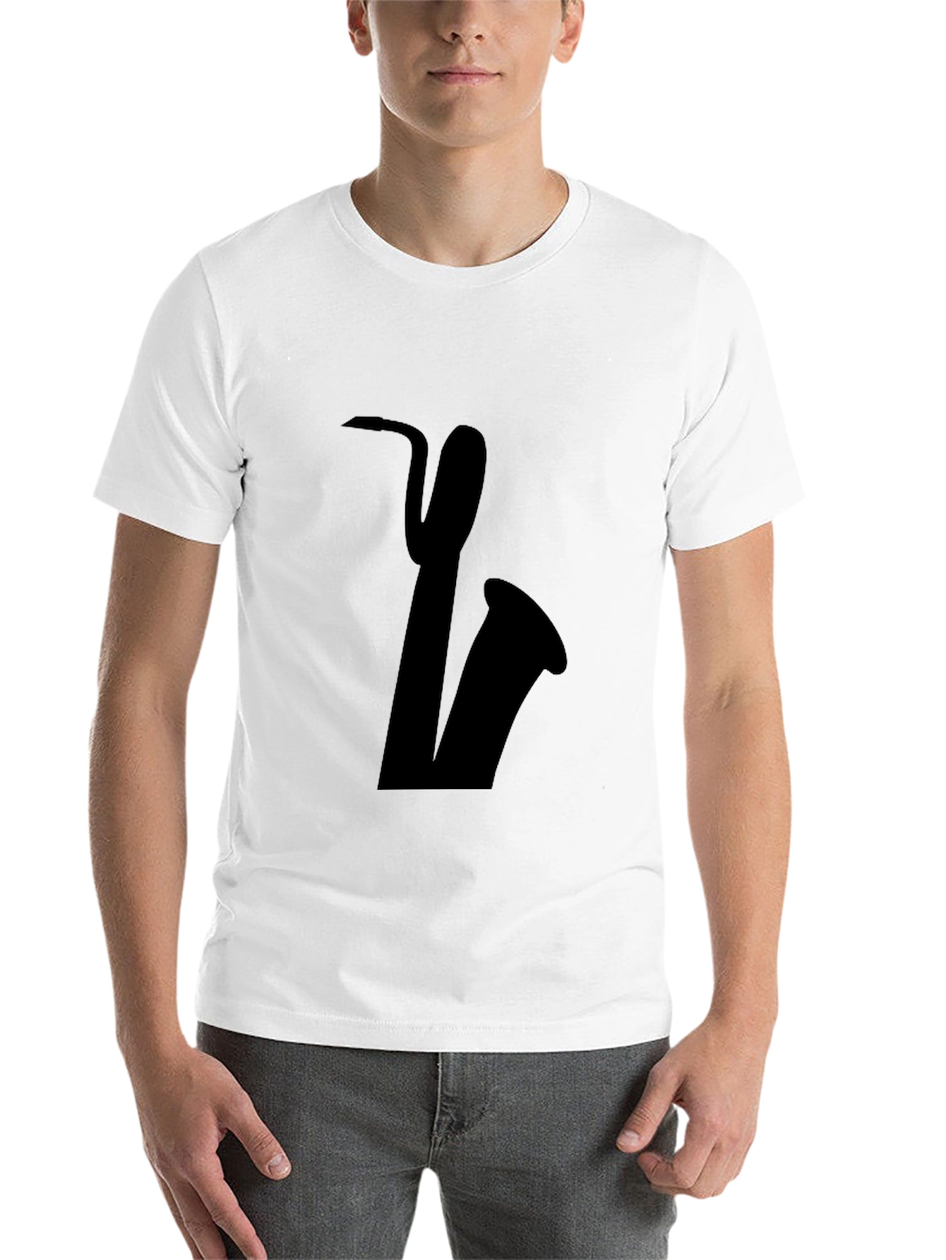 Black Saxophone Graphic Tee - Black Cotton Casual view 14