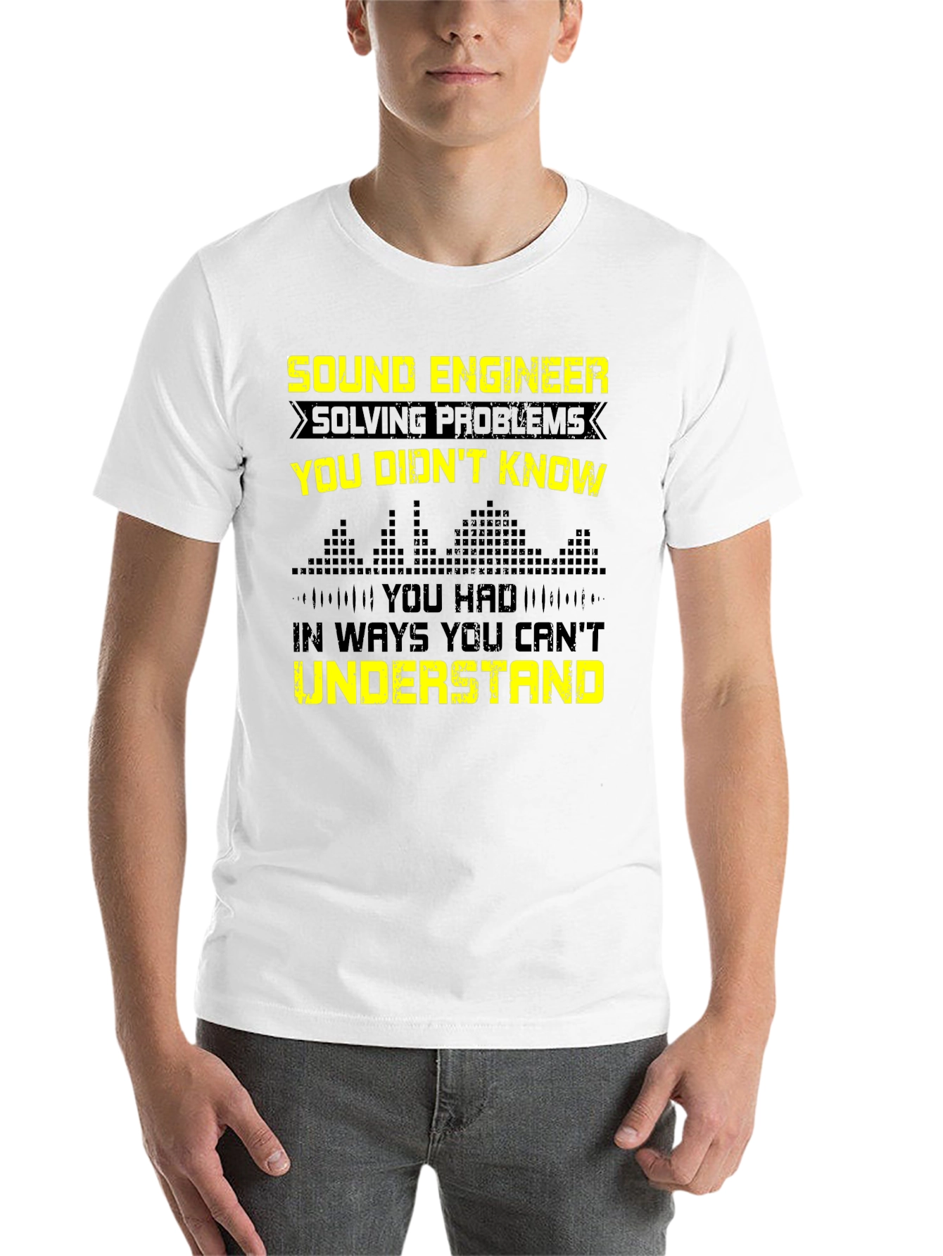 Black Sound Engineer Funny Graphic Tee - Black view 14