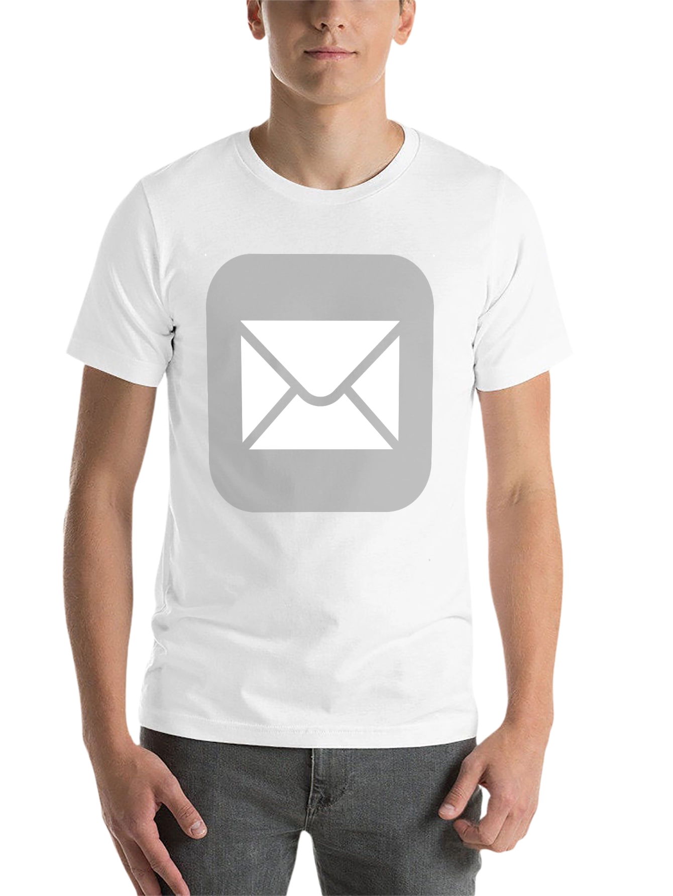 Black Men's Black T-Shirt with Email Icon view 14