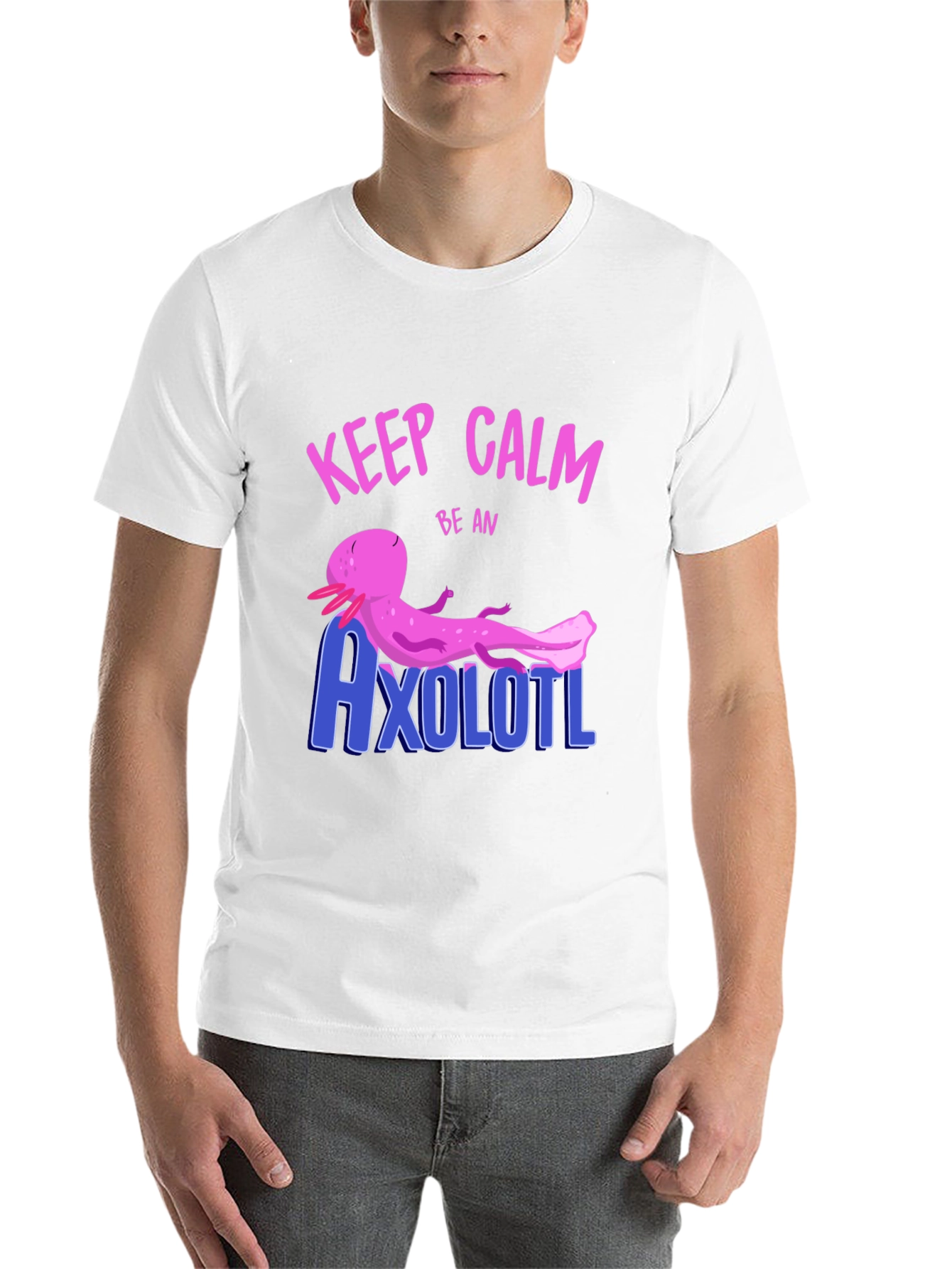 Black Keep Calm Be An Axolotl Graphic T-Shirt view 14