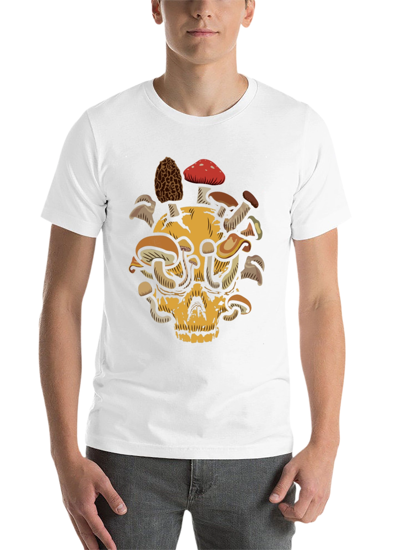 Black Skull & Mushroom Graphic Tee - Unique Design view 14