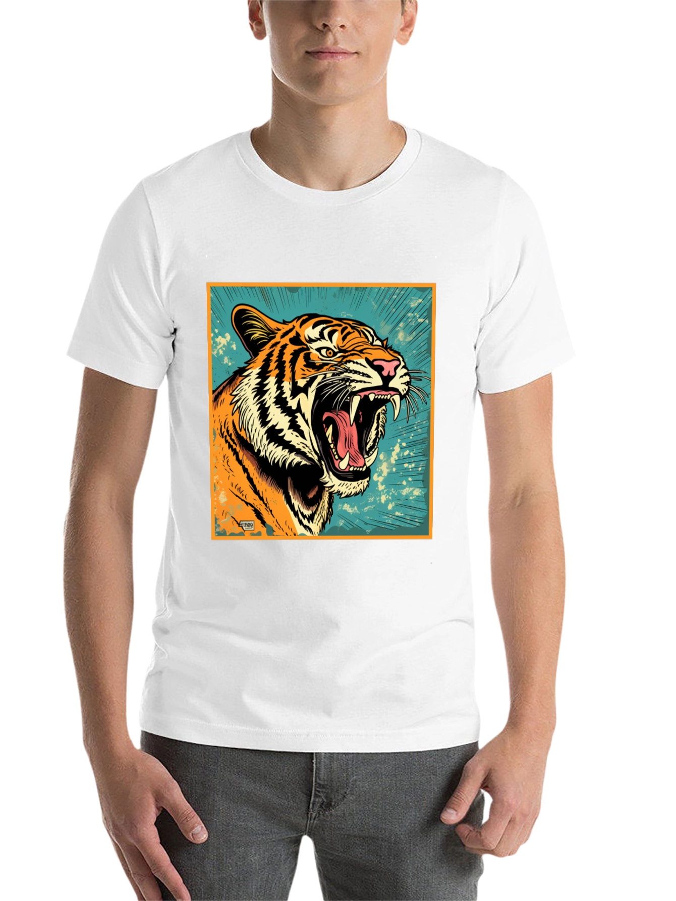 Black Roaring Tiger Graphic Tee - Bold Black T-Shirt view 14