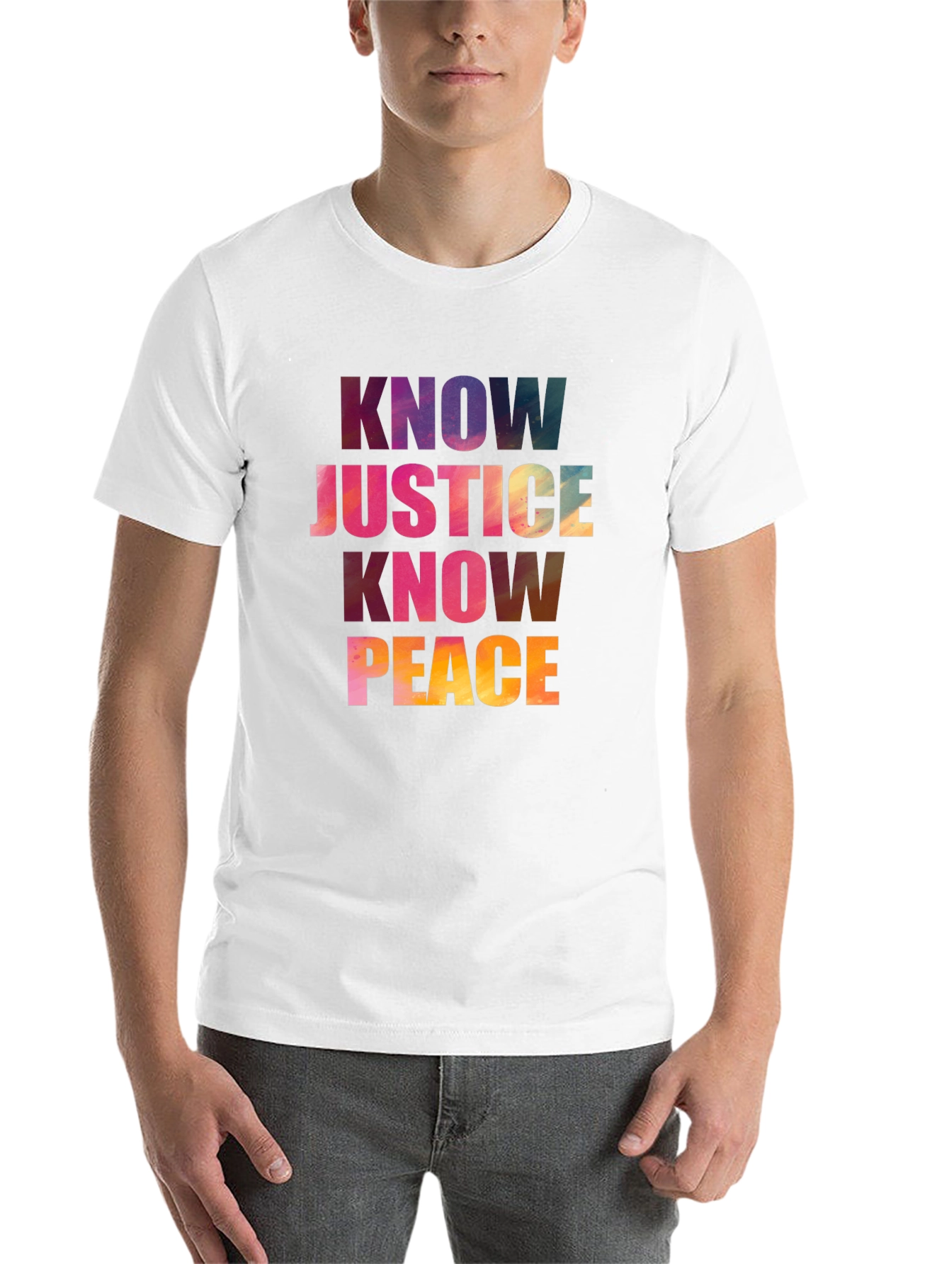 Black Know Justice Know Peace Graphic T-Shirt view 14