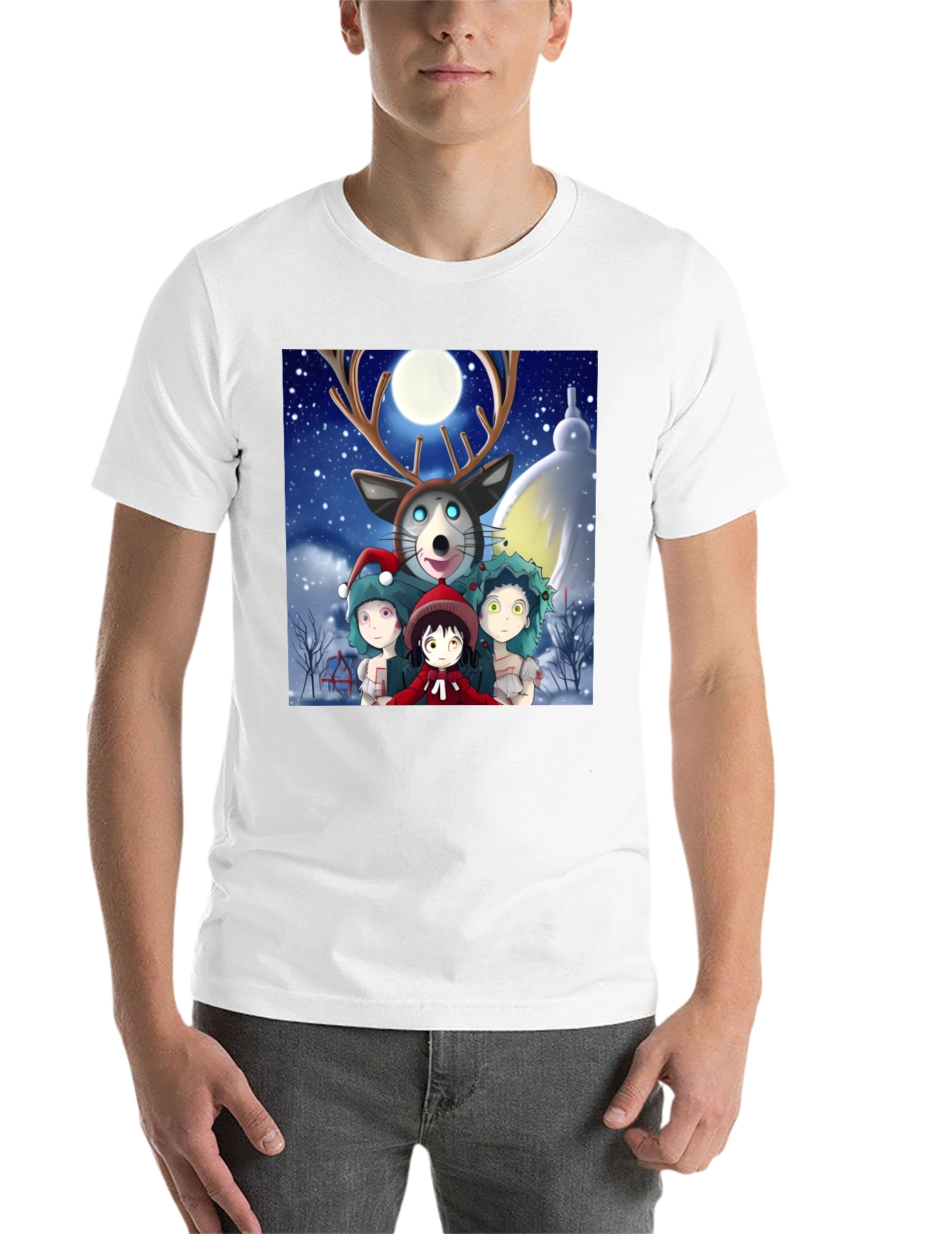 Black Anime Winter Wonderland T-Shirt view 14