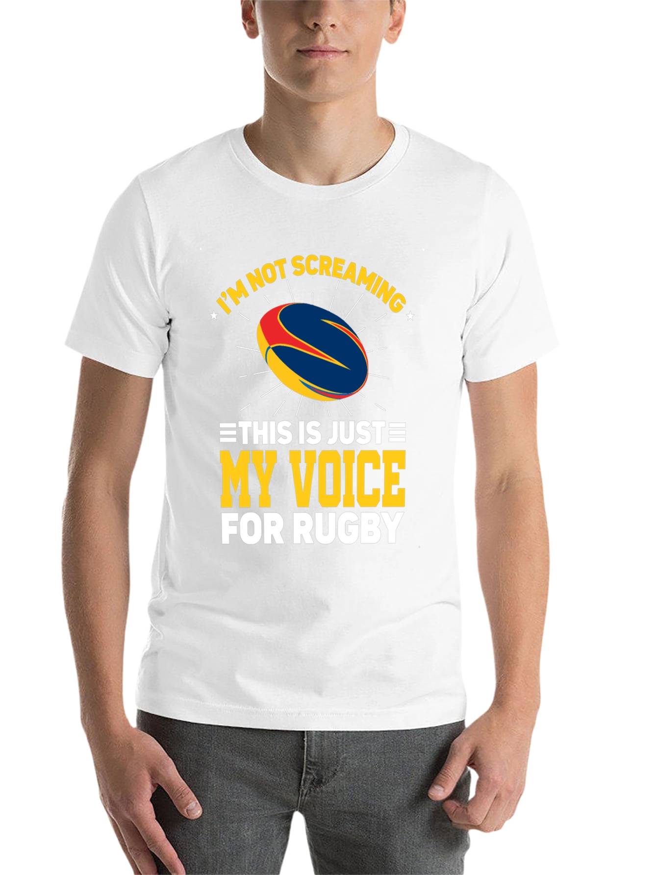 Black Rugby Fan T-Shirt: My Voice for Rugby view 14