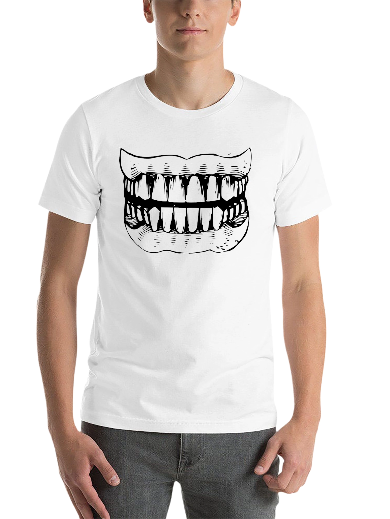 Black Creepy Grin Graphic Tee - Black Humor Shirt view 14