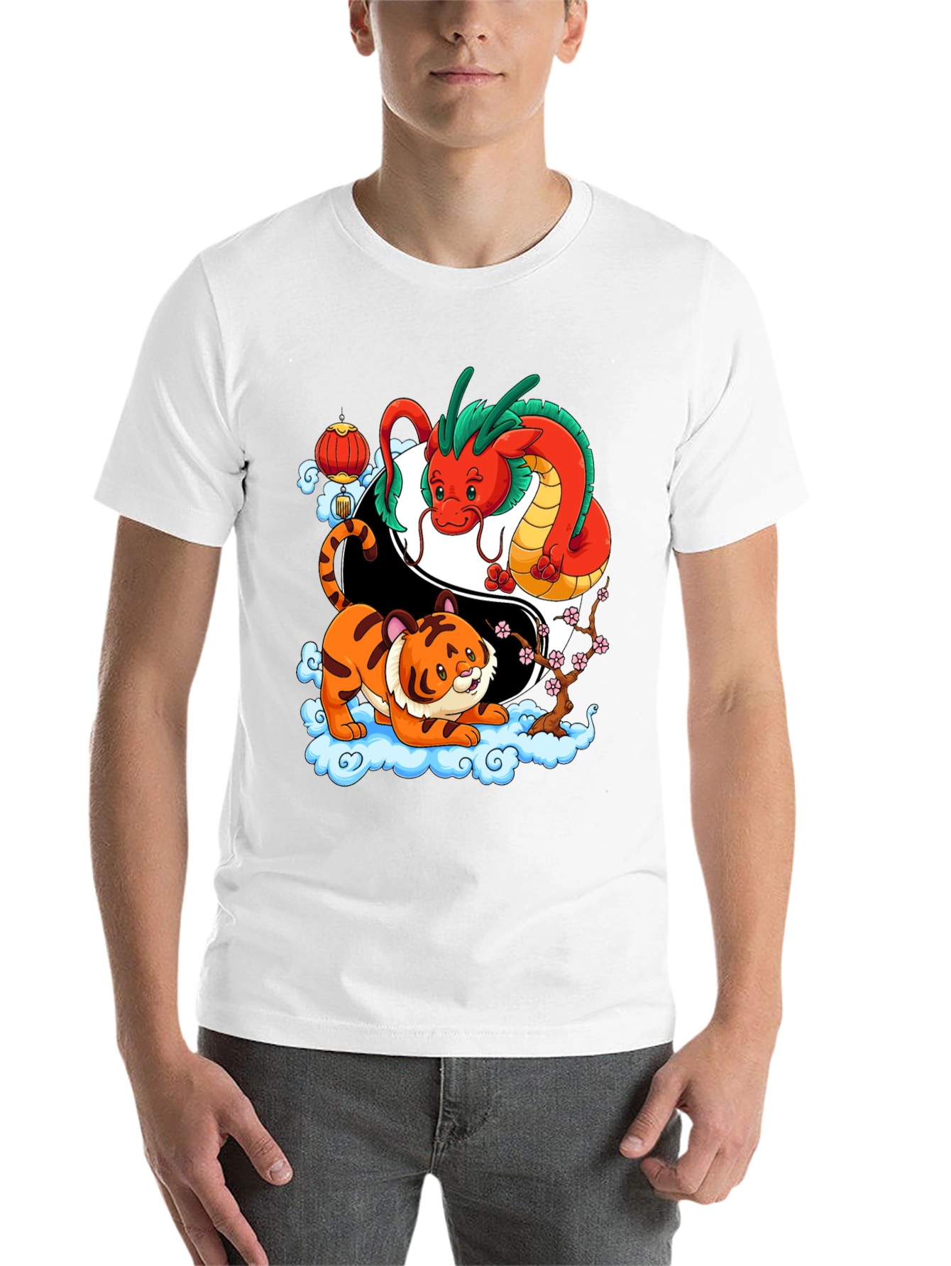 Black Year of the Dragon & Tiger Yin Yang T-Shirt view 14