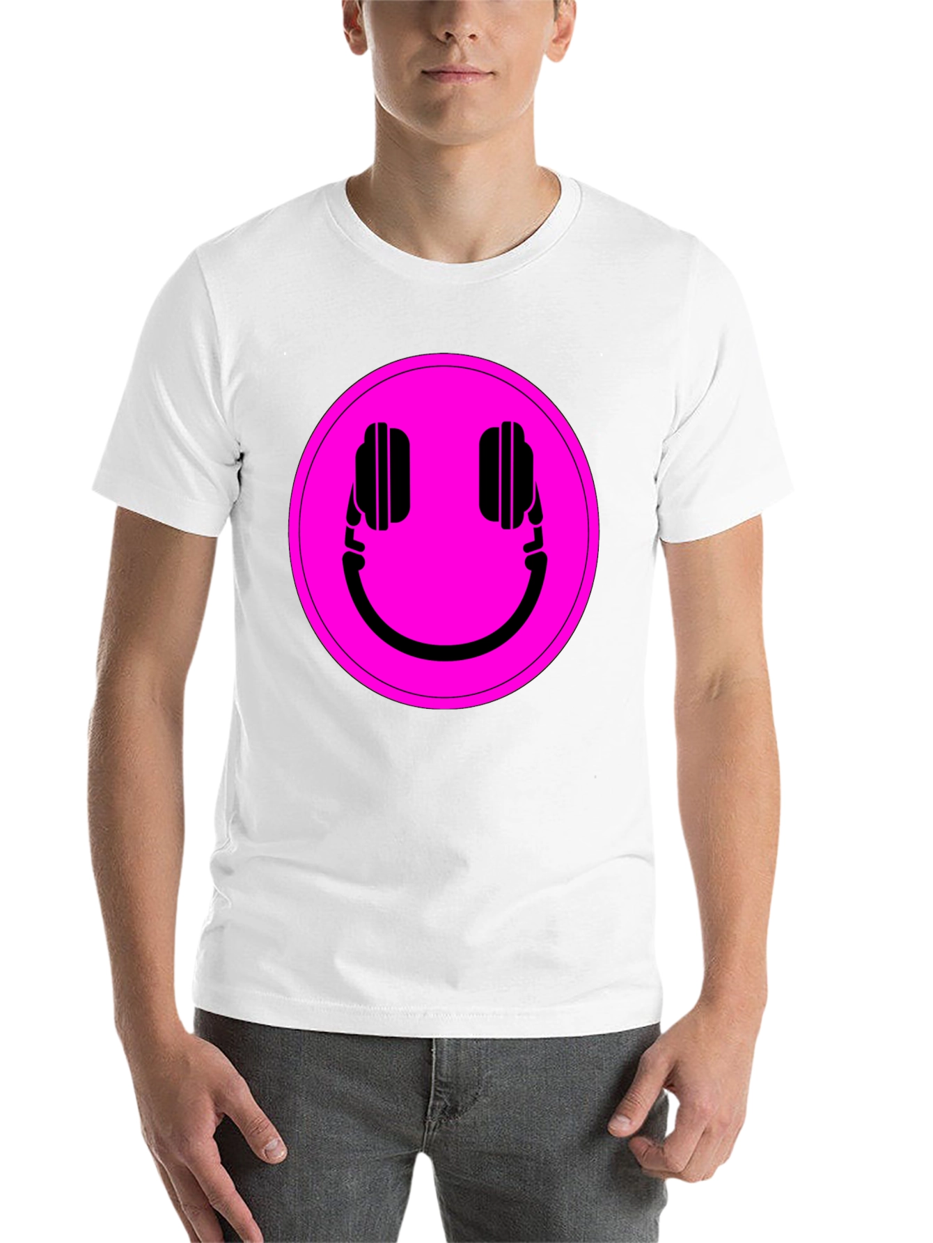 Black Headphone Smiley Graphic Tee - Black view 14