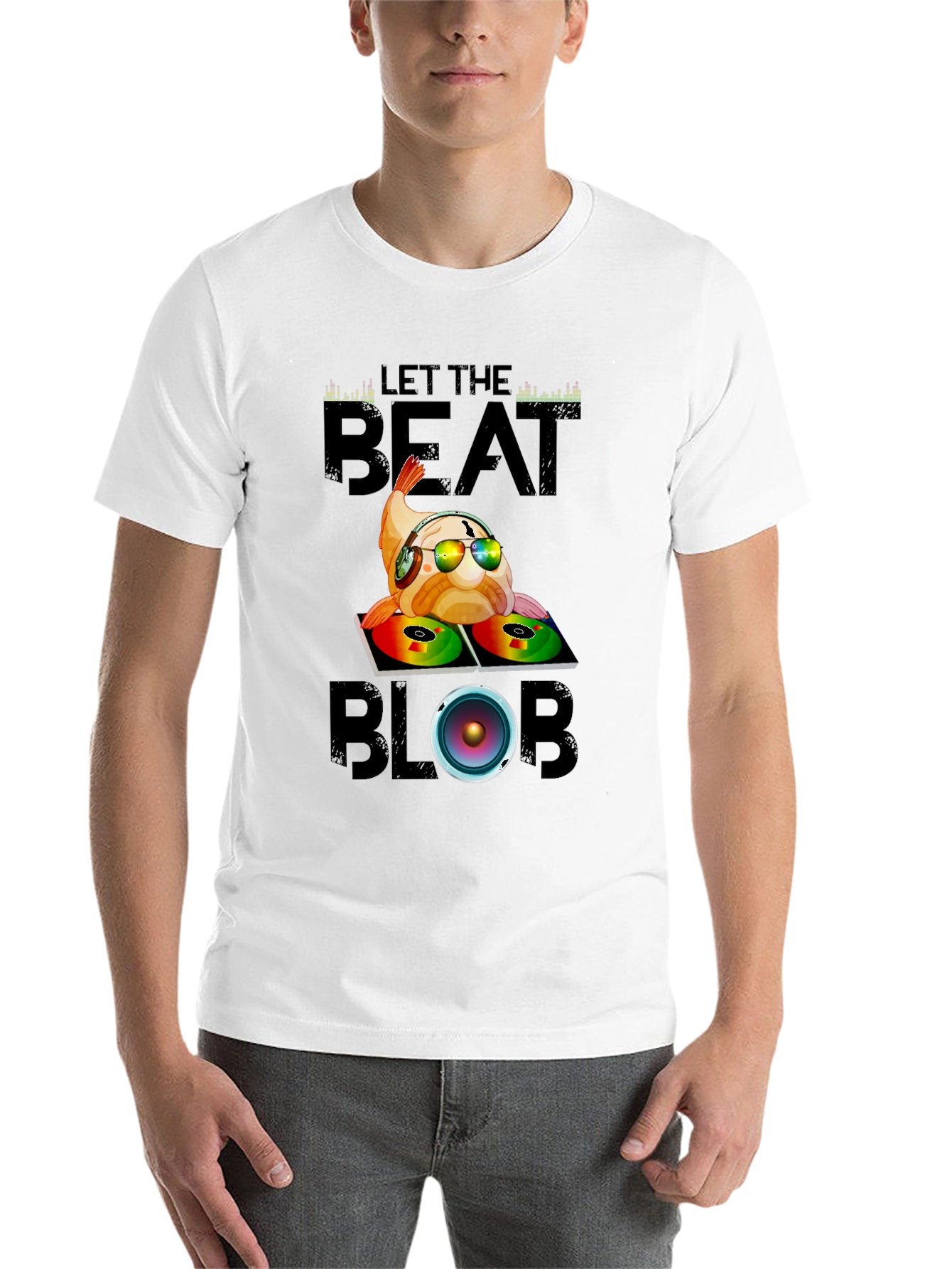 Black Let the Beat Blob T-Shirt - DJ Fish Graphic Tee view 14