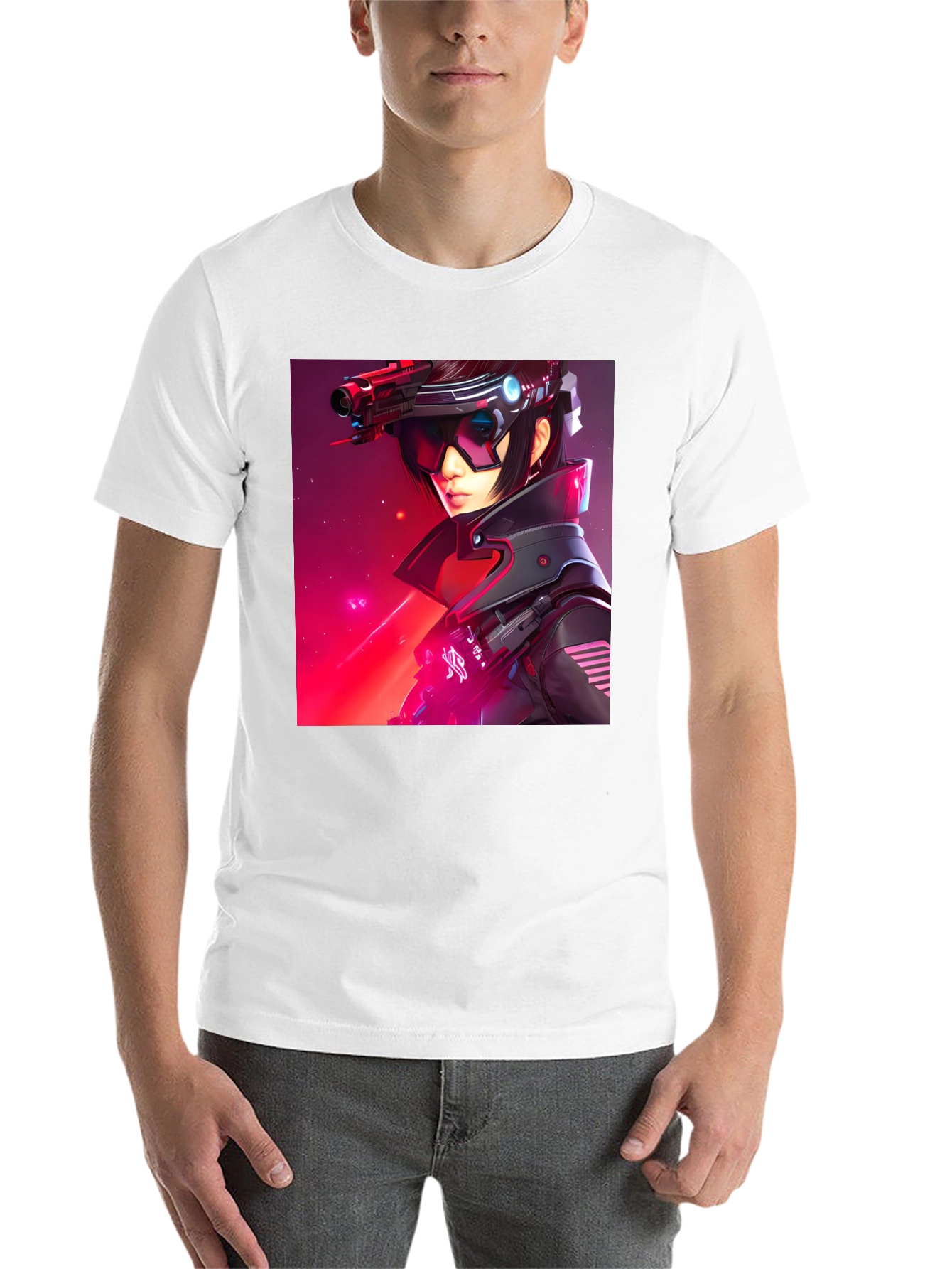 Black Sci-Fi Cyberpunk Girl Graphic Black T-Shirt view 14