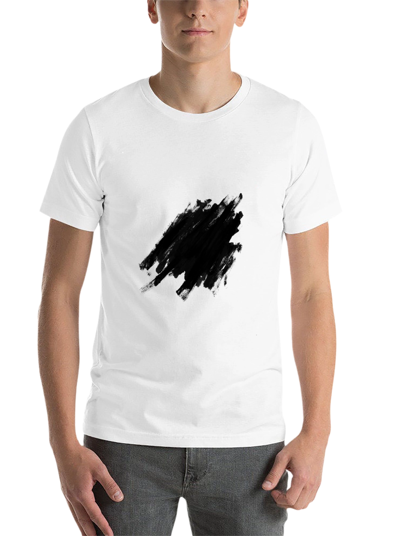 Black Men's Black Crew Neck T-Shirt view 14