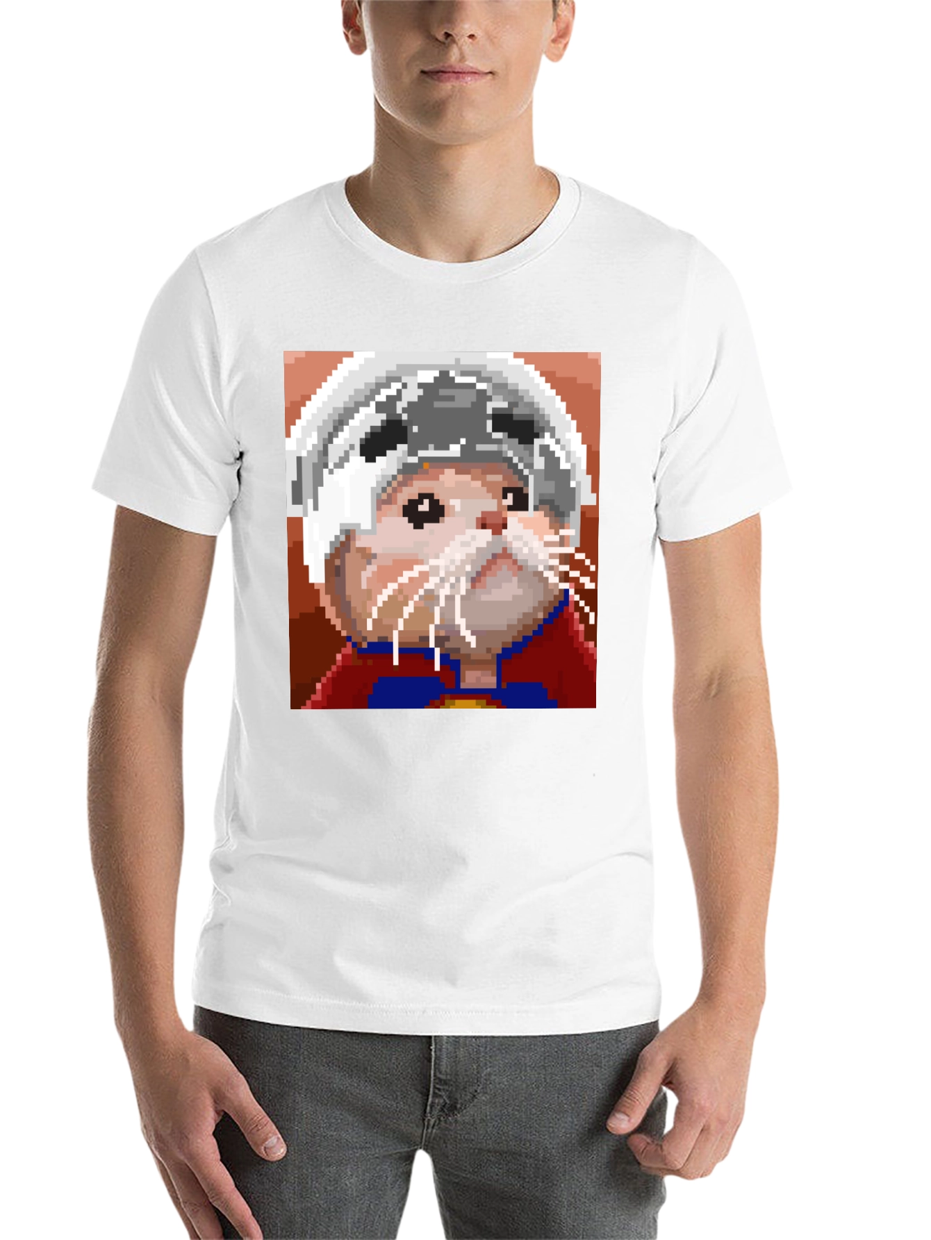 Black Pixel Art Hamster Hero T-Shirt view 14