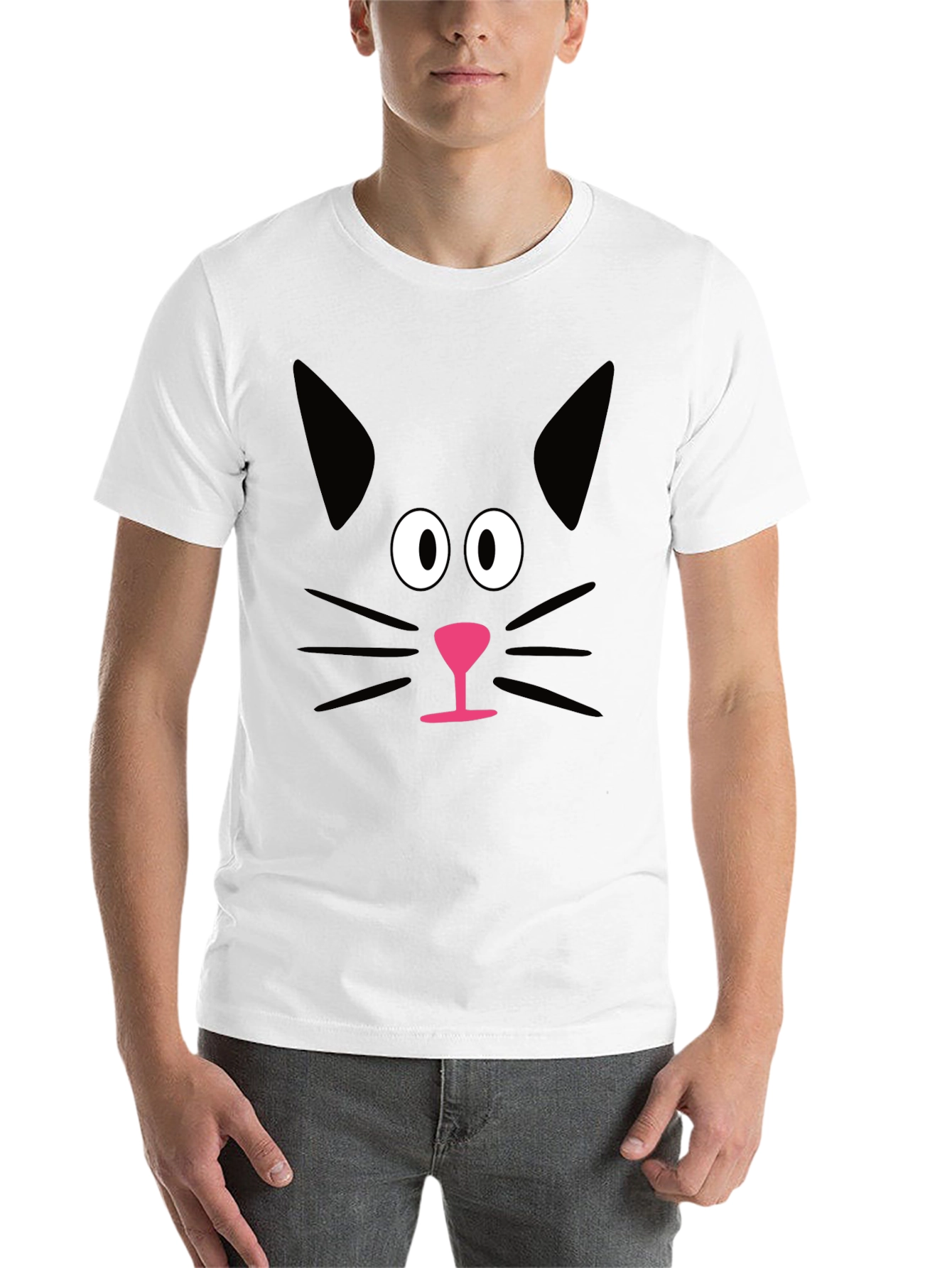 Black Funny Black Cat Face Graphic T-Shirt view 14