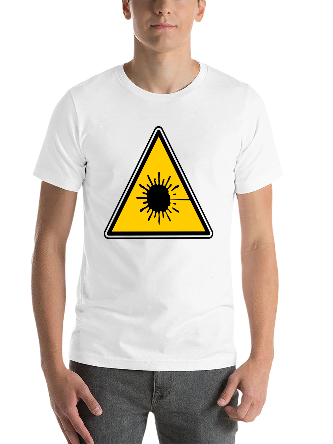 Black Laser Hazard Black T-Shirt - Warning Graphic Tee view 14