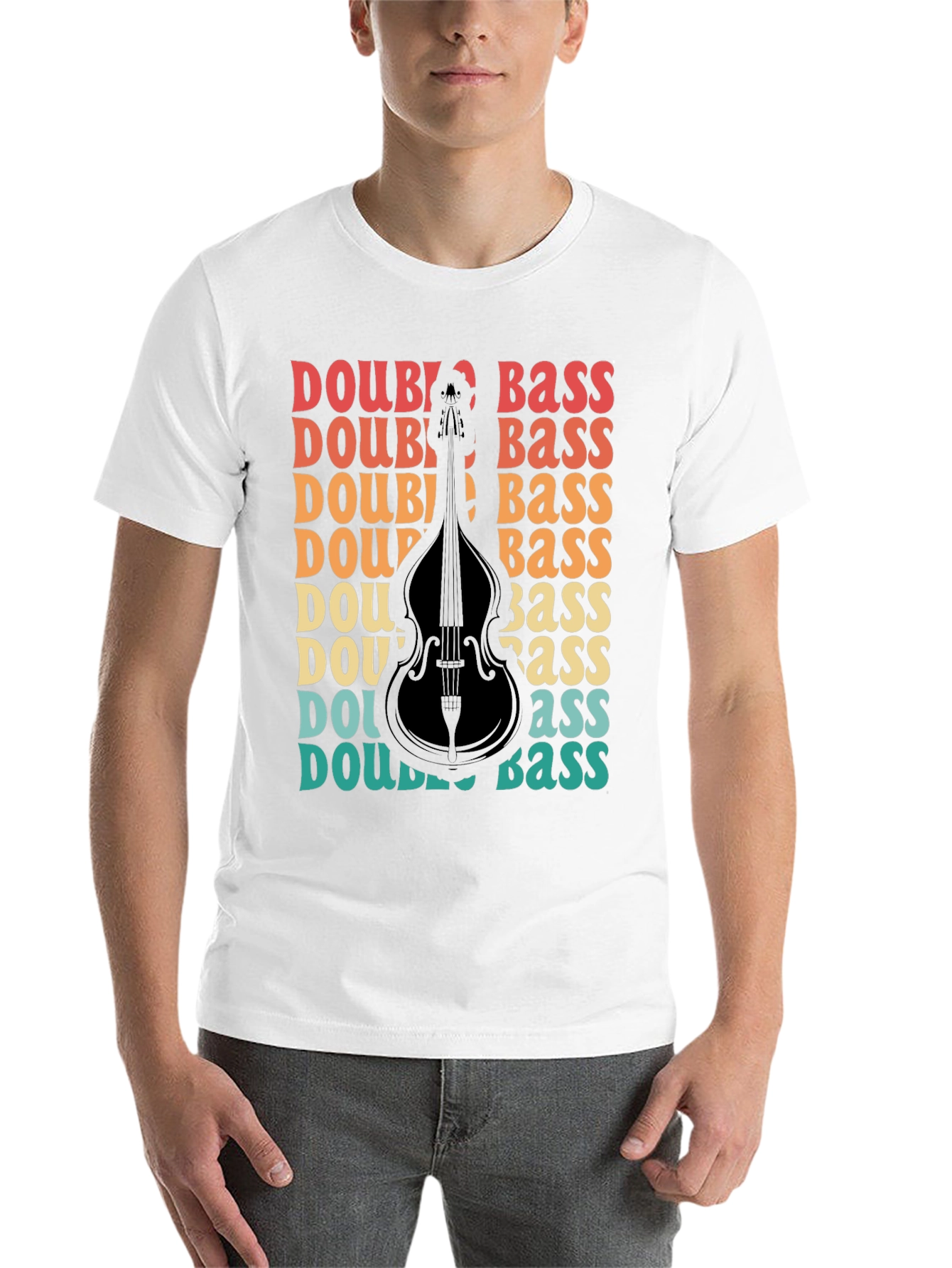 Black Double Bass Graphic T-Shirt Retro Style Musician Tee view 14